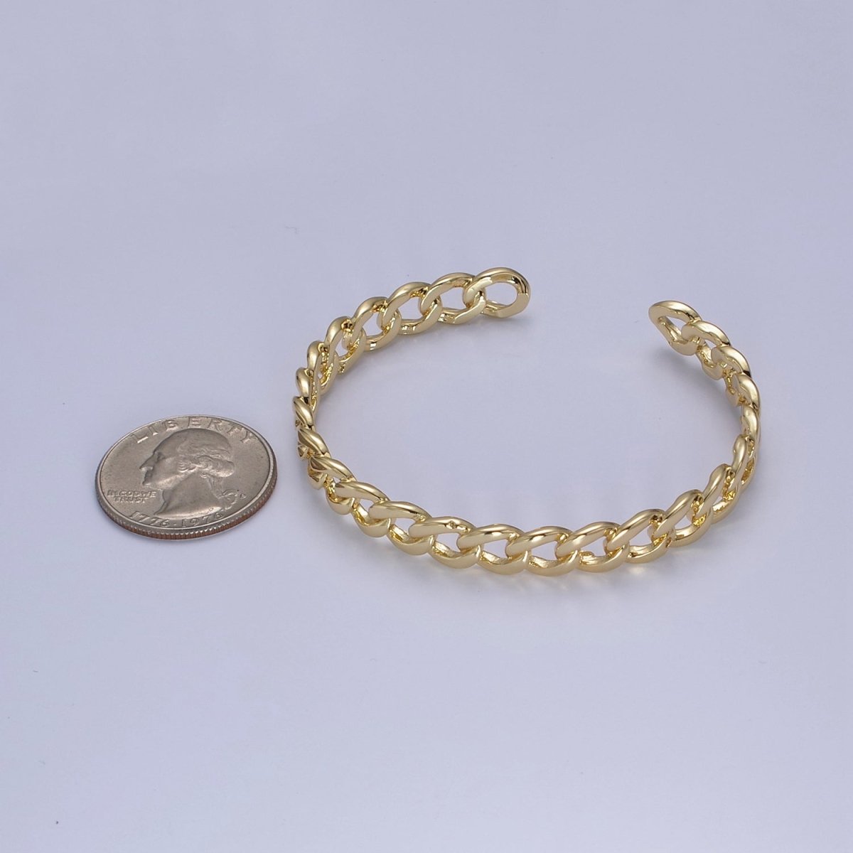 OS Wholesale Chain Link Cuff Bangle Bracelet, curb link bracelet, gold bangle, cuff bracelet, gold cuff, wrist cuff, stackable bracelet | WA-678 Clearance Pricing