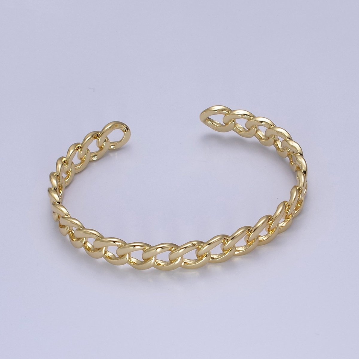 OS Wholesale Chain Link Cuff Bangle Bracelet, curb link bracelet, gold bangle, cuff bracelet, gold cuff, wrist cuff, stackable bracelet | WA-678 Clearance Pricing