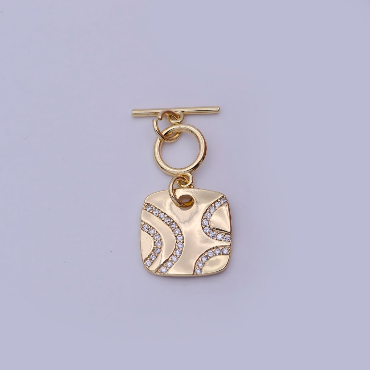 Wholesale CZ Gold Toggle Clasp OT Clasp Square Fancy Design Bulk Supply for Bracelet Necklace Component L-633