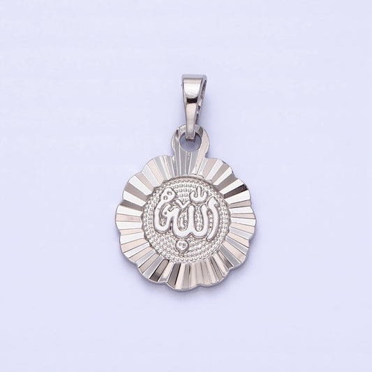 Wholesale Silver Arabic Text Medallion Pendant, Allah Moslem God Pendant for Necklace Bracelet Making AA241