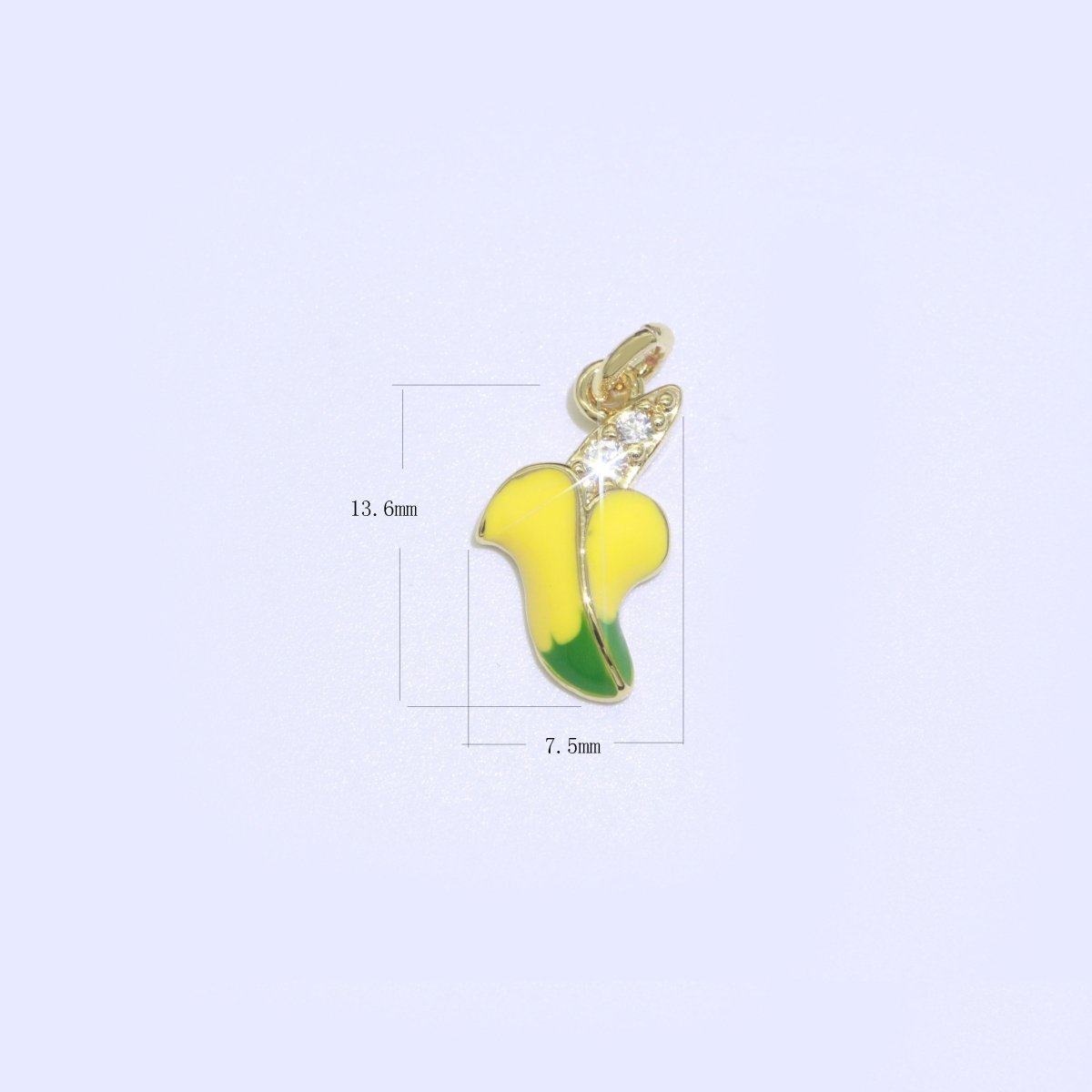 Yellow Banana Charm Enamel Fruit Micro Pave CZ Pendant Dainty Banana Pendant Charm Green Fruit Pendant for Bracelet Earring Necklace Supply M-437