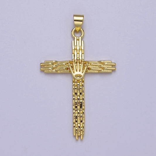 Yellow Gold Cross Charms Religious Pendant for DIY Jewelry Supply J-491