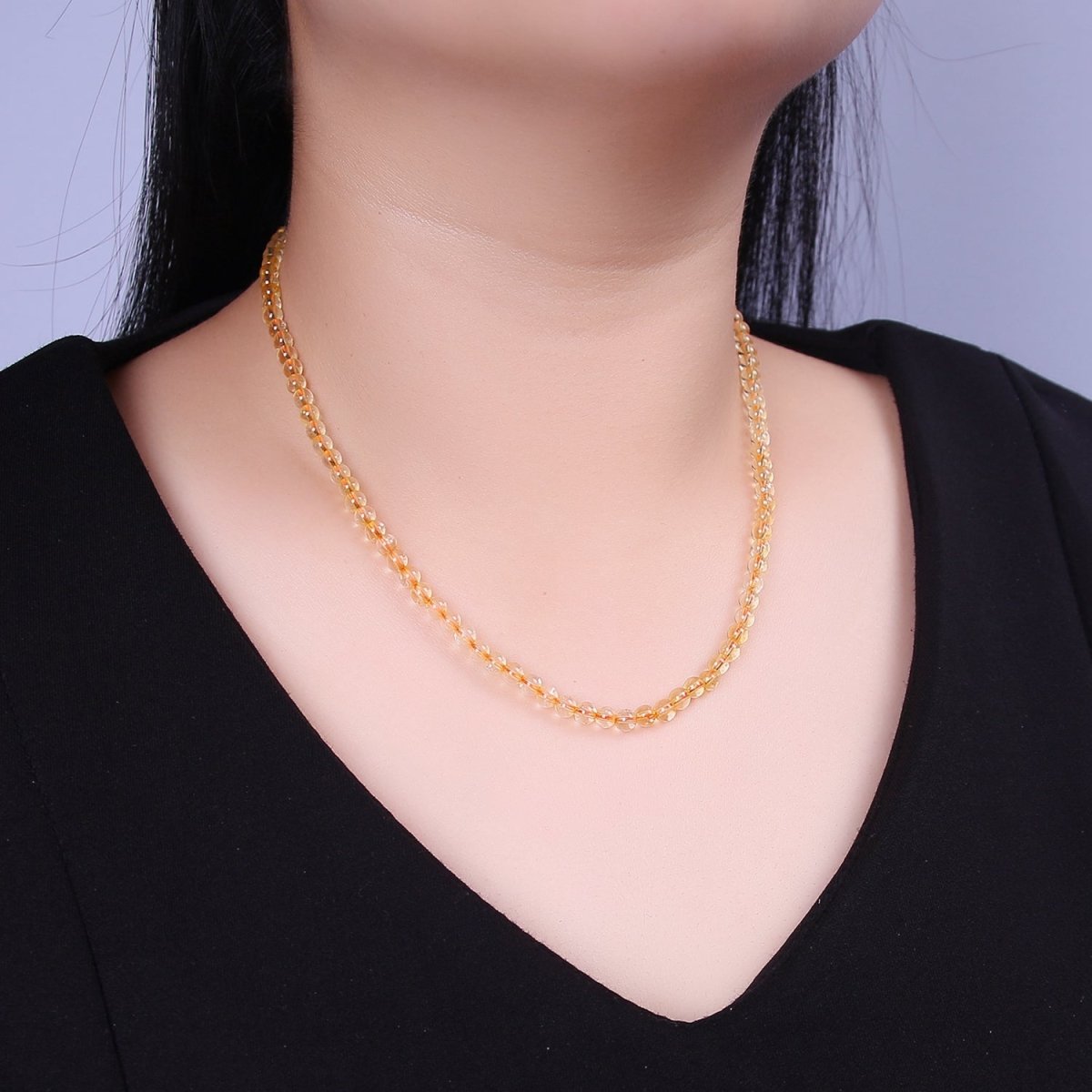 Yellow Quartz Bead Necklace for Layering Jewelry | WA-877 Clearance Pricing