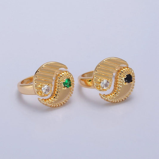 Yin Yang Ring, Adjustable Trendy Yin Yang Ring, Gold Plated, Statement Ring, Trendy Rings O2146 O2147