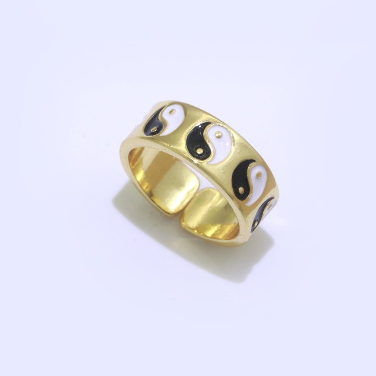Yin Yang Ring Open Adjustable Gold Ring, Colorful Pastel Enamel Ring, Stackable Ring Black White Pink blue Green Ring for Women S-001 ~ S-008 S-010 S-011