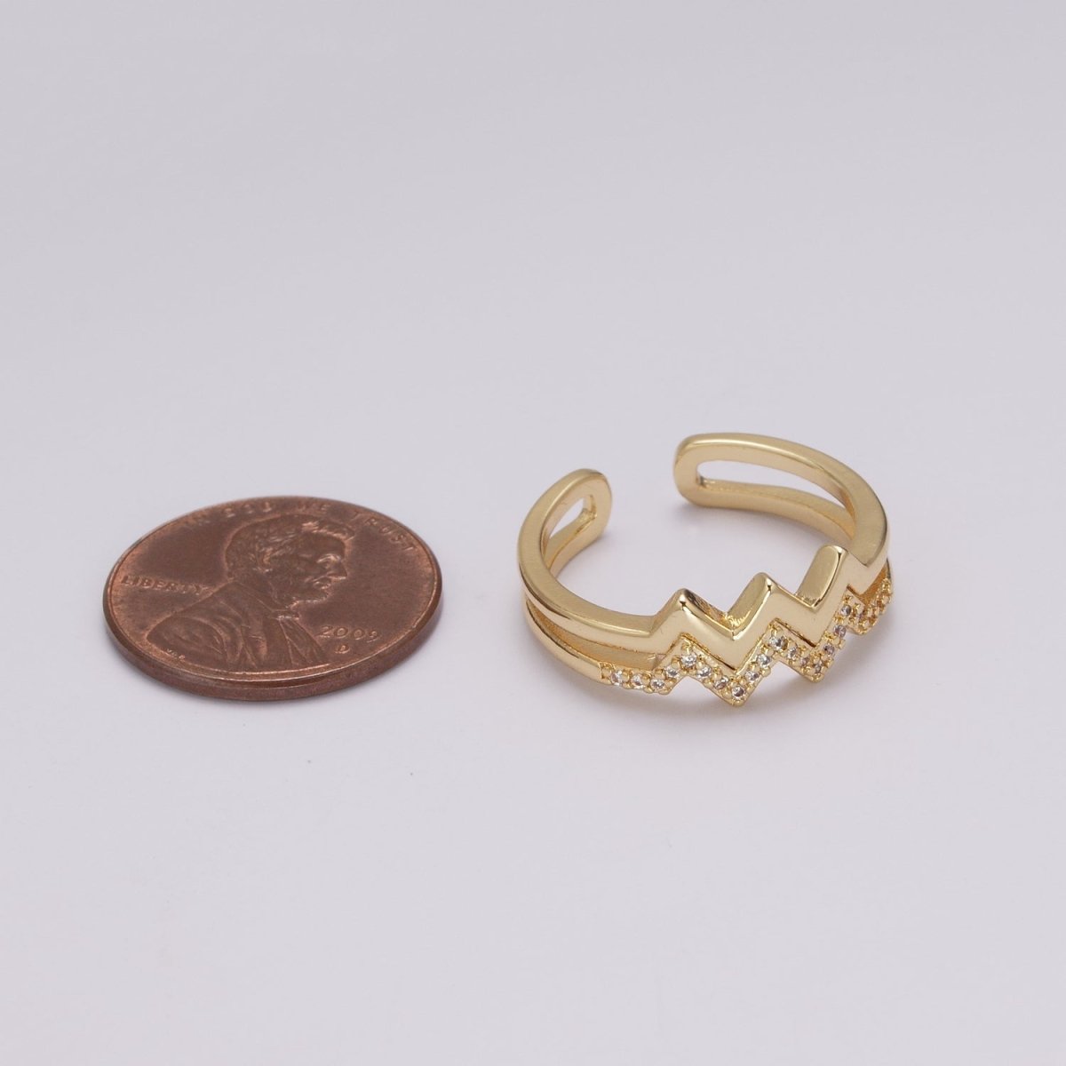 Zig zag stacking Ring Gold, 24K gold Filled wave stacking ring, zig zag ring, thin stacking ring gold Open Adjustable U-121