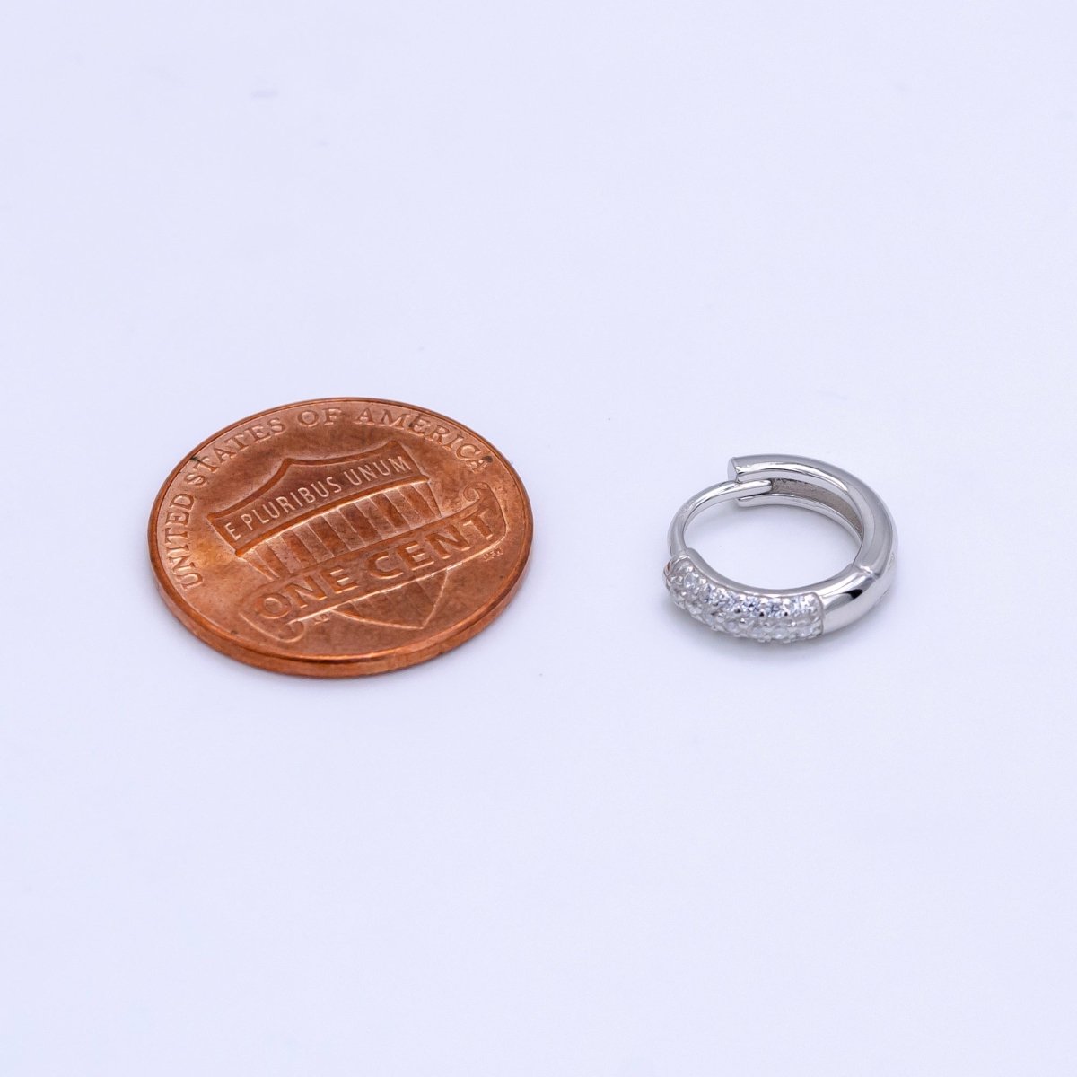 S925 Sterling Silver 12mm Micro Paved CZ Huggie Earrings | SL-493