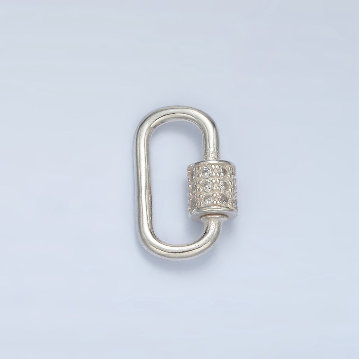 S925 Sterling Silver 15mm Micro Paved CZ Carabiner Findings | SL-508