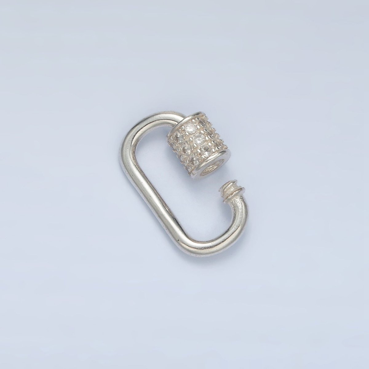 S925 Sterling Silver 15mm Micro Paved CZ Carabiner Findings | SL-508