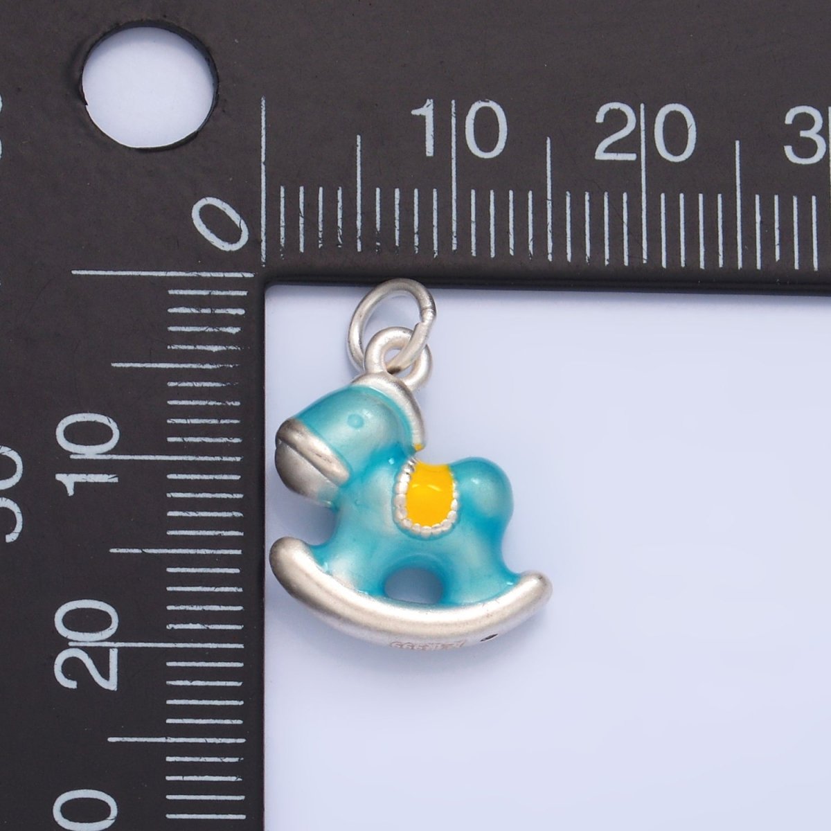 S925 Sterling Silver Blue Enamel Horse Rocket Charm | SL-509