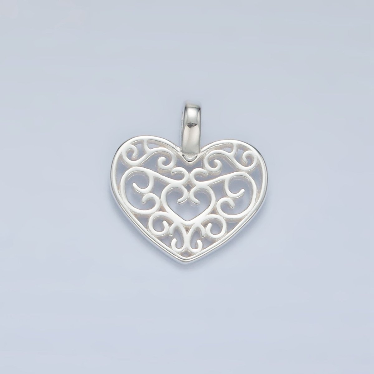 S925 Sterling Silver Filigree Open Heart Pendant | SL-507