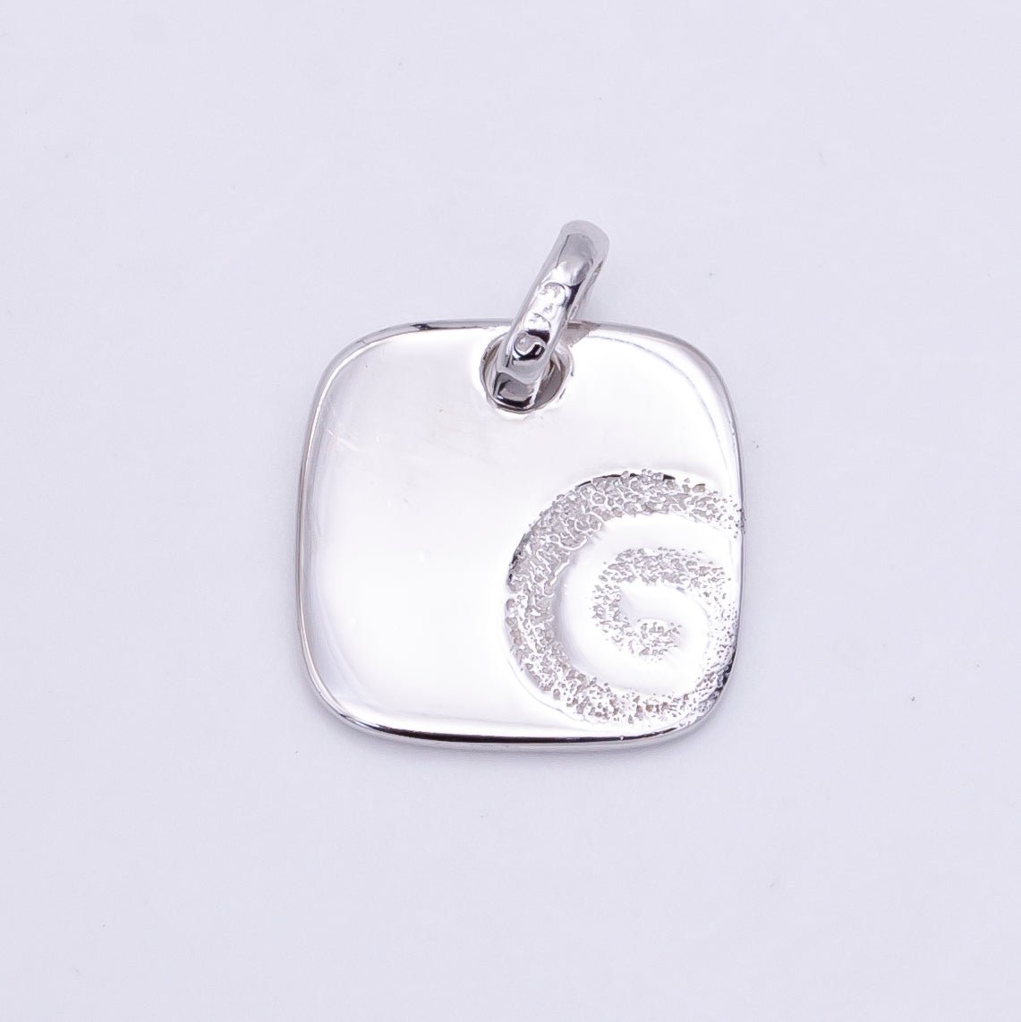 S925 Sterling Silver Geometric Circular Lined Square Pendant | SL-498