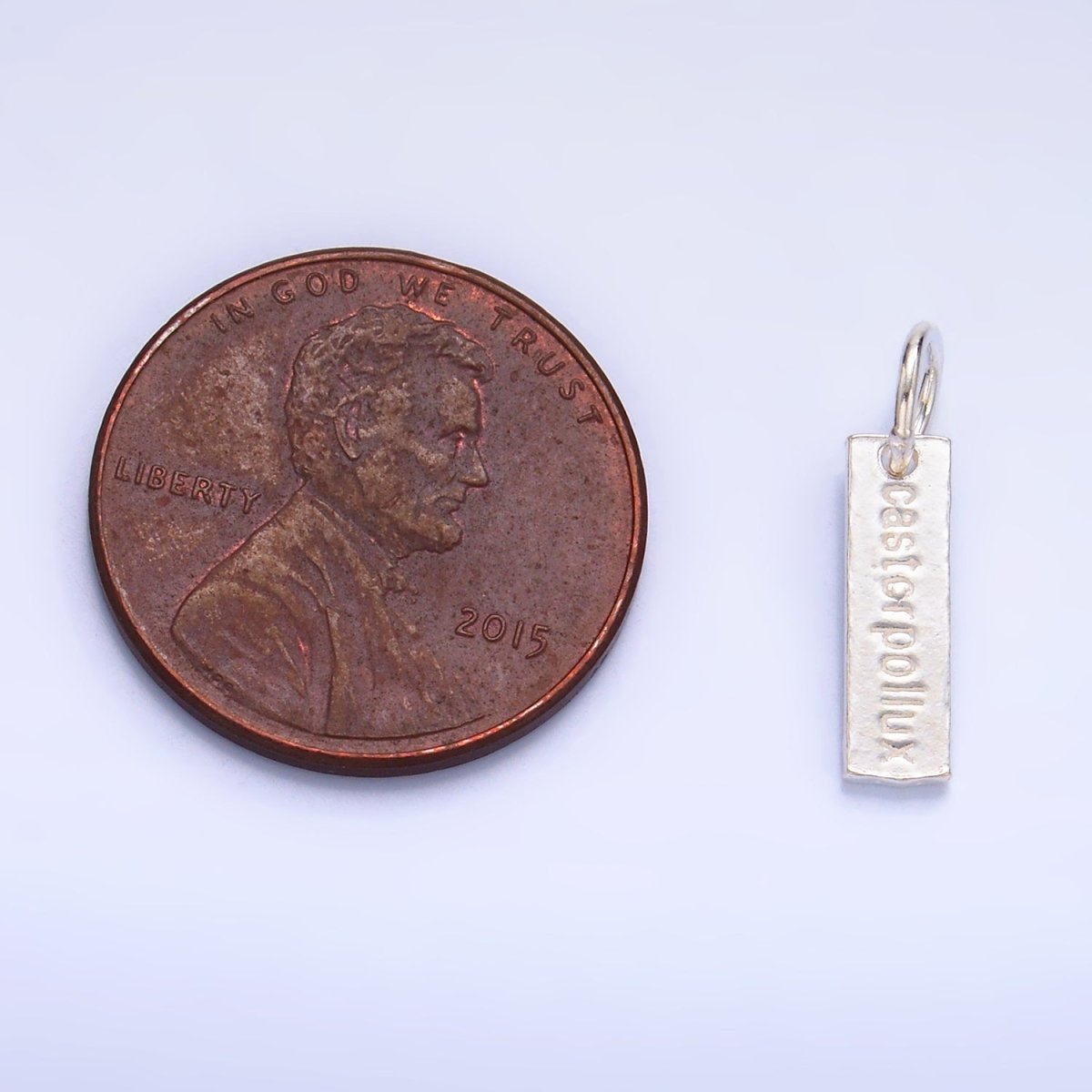 S925 Sterling Silver Greek Mythology Castor Pollux Script Tag Charm | SL-537