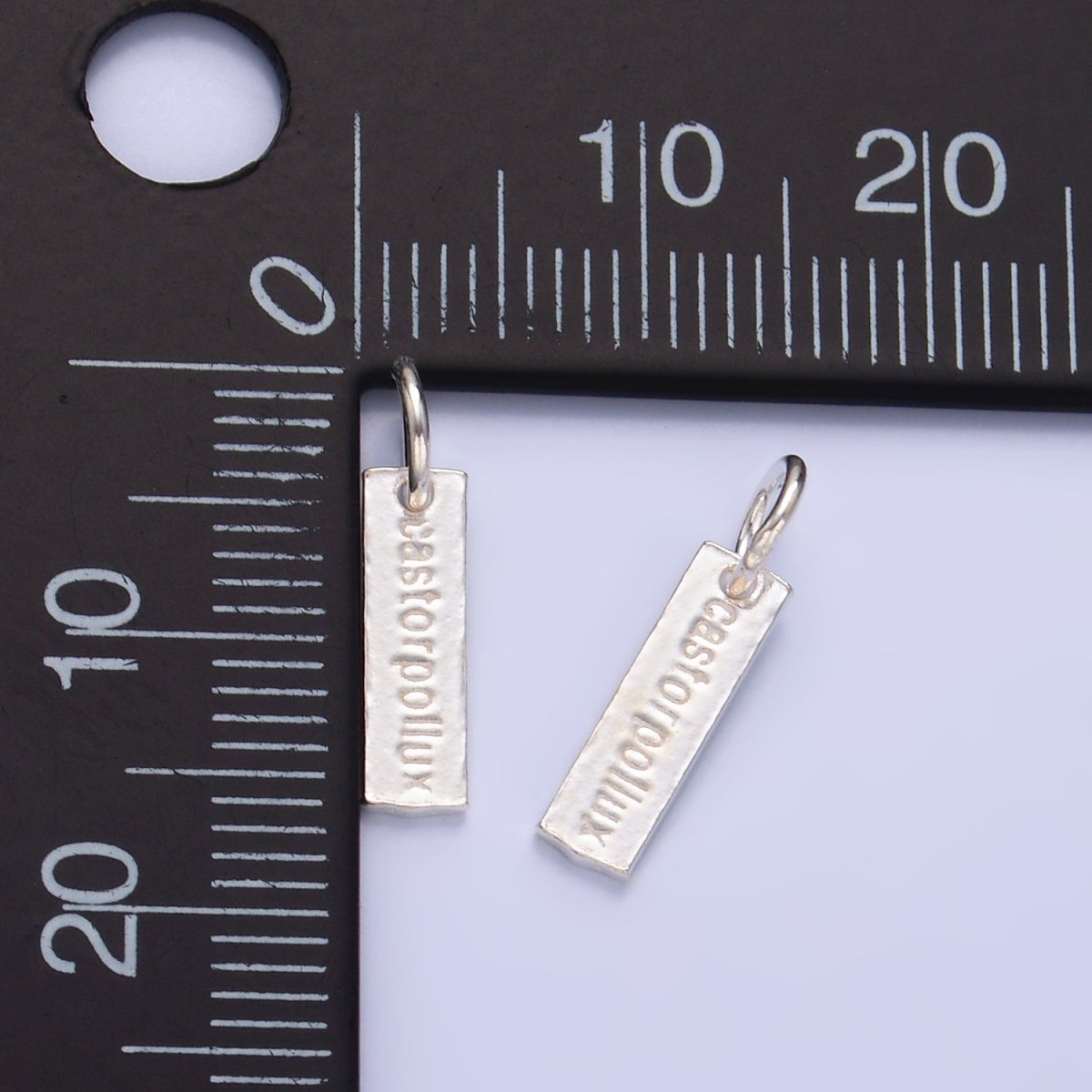 S925 Sterling Silver Greek Mythology Castor Pollux Script Tag Charm | SL-537