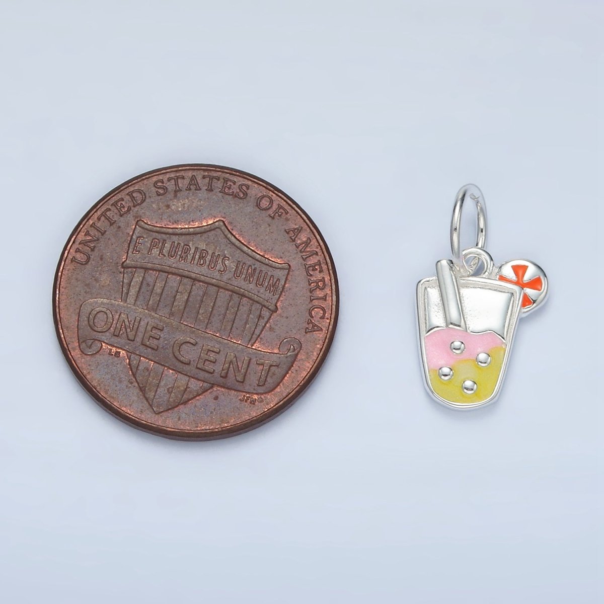 S925 Sterling Silver Iced Lemonade Summer Drink Enamel Mini Charm | SL-251