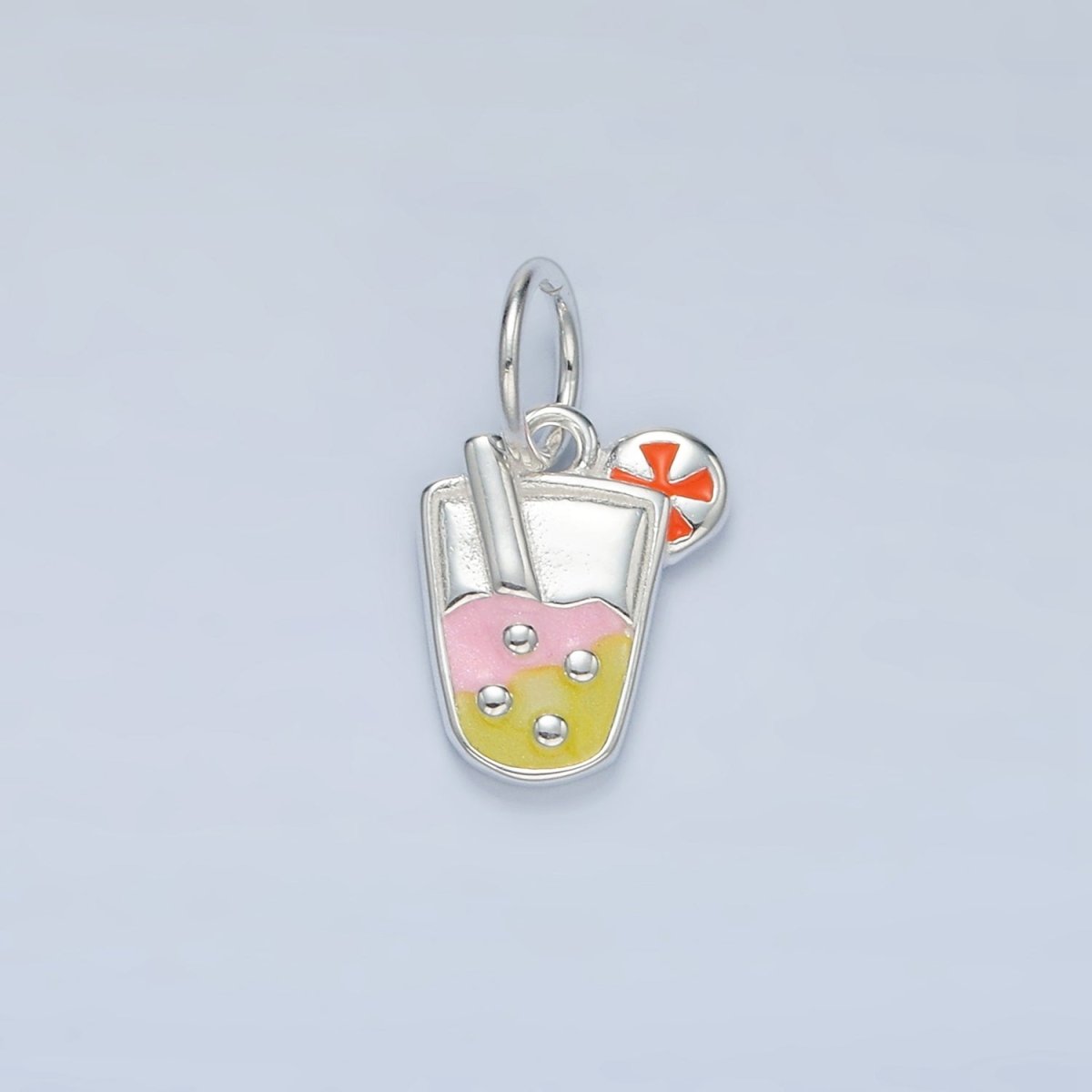 S925 Sterling Silver Iced Lemonade Summer Drink Enamel Mini Charm | SL-251