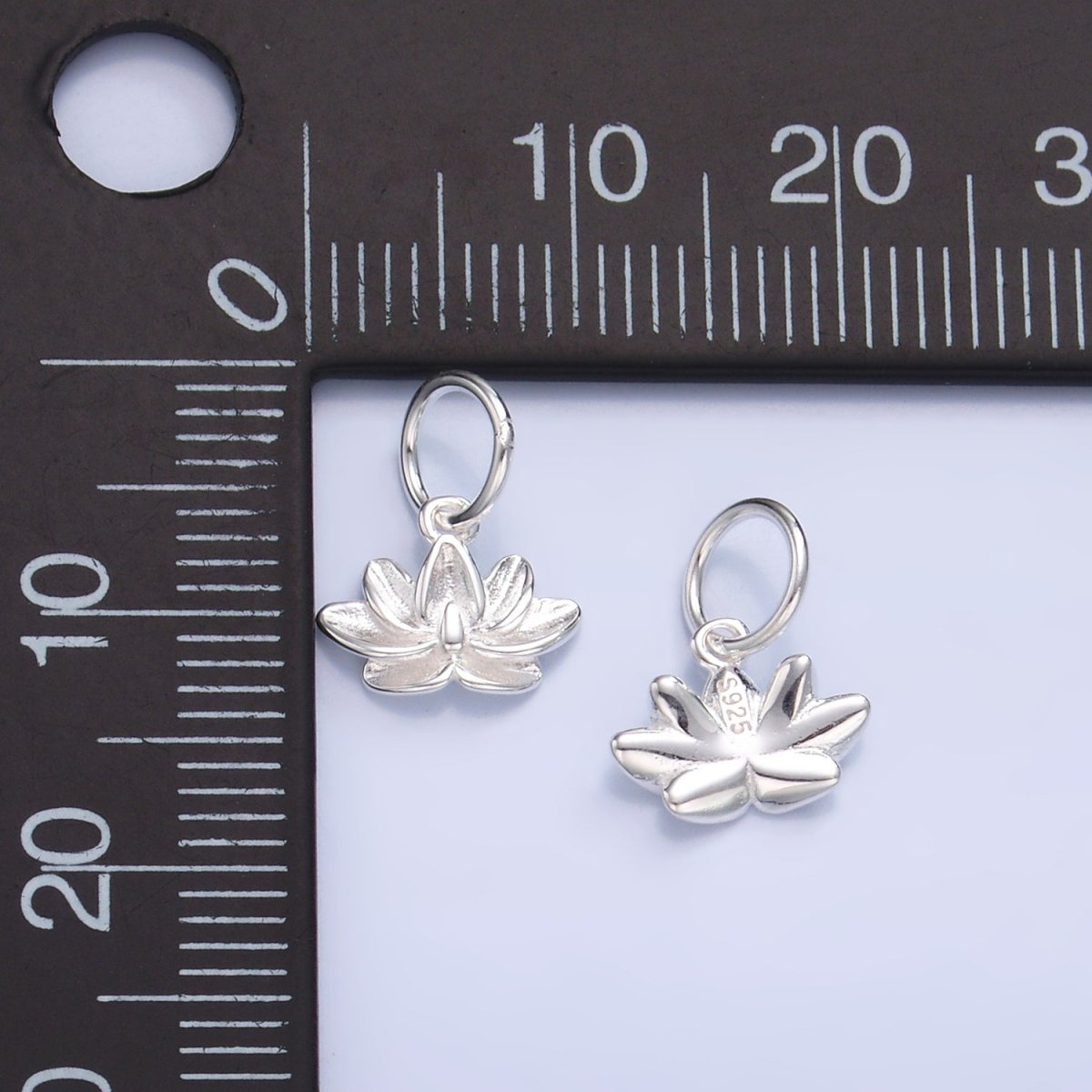 S925 Sterling Silver Lotus Flower Floral Charm | SL-519