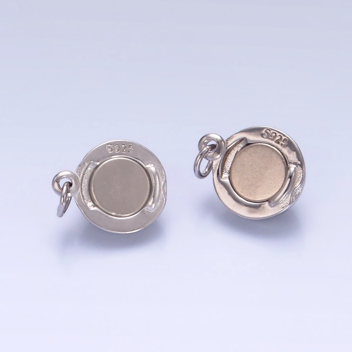 S925 Sterling Silver Magnetic Ribbed Round Charm Set | SL-548