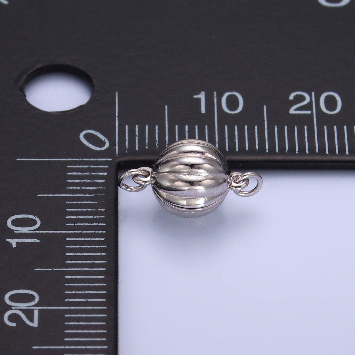 S925 Sterling Silver Magnetic Ribbed Round Charm Set | SL-548