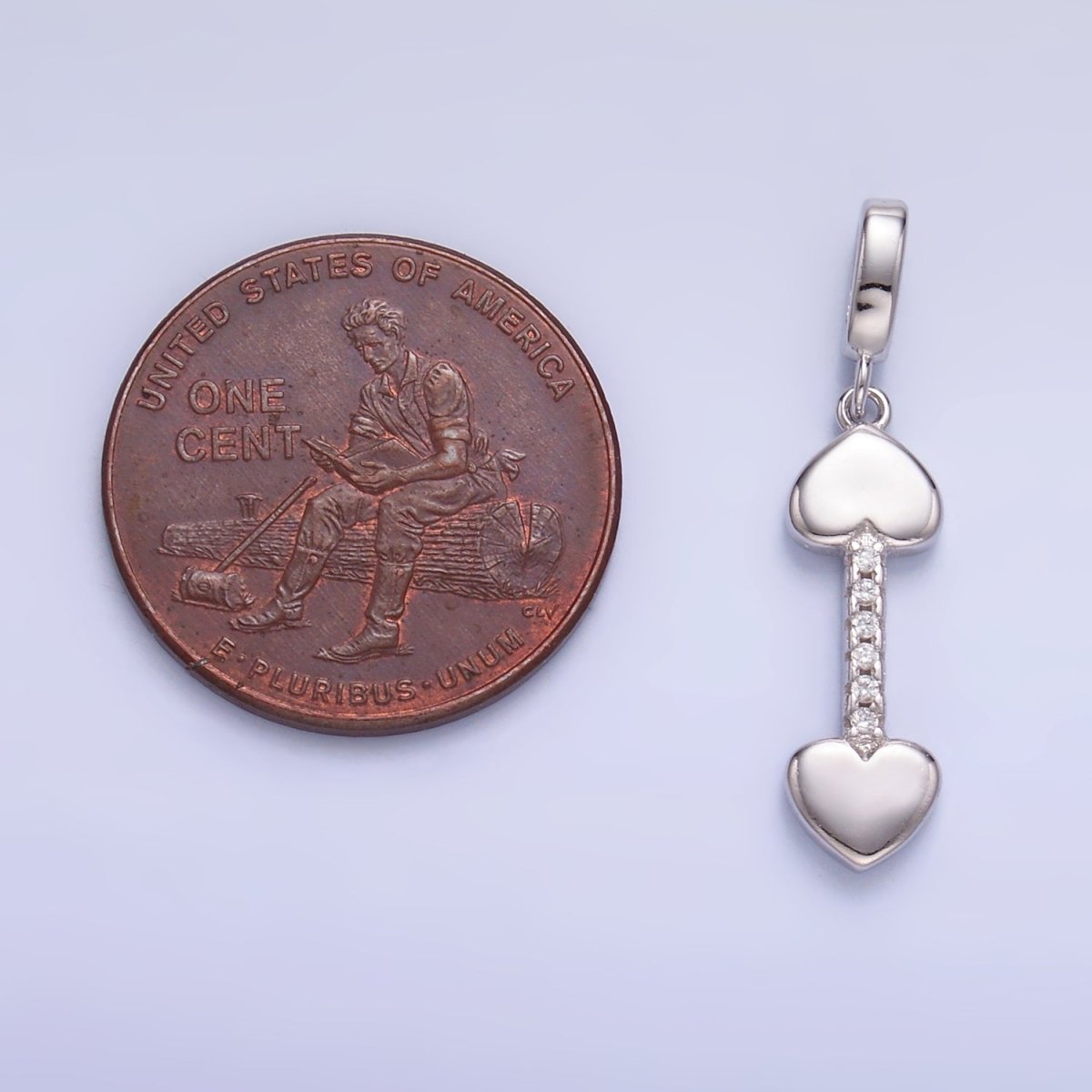 S925 Sterling Silver Micro Paved CZ Heart Arrow Pendant | SL-605