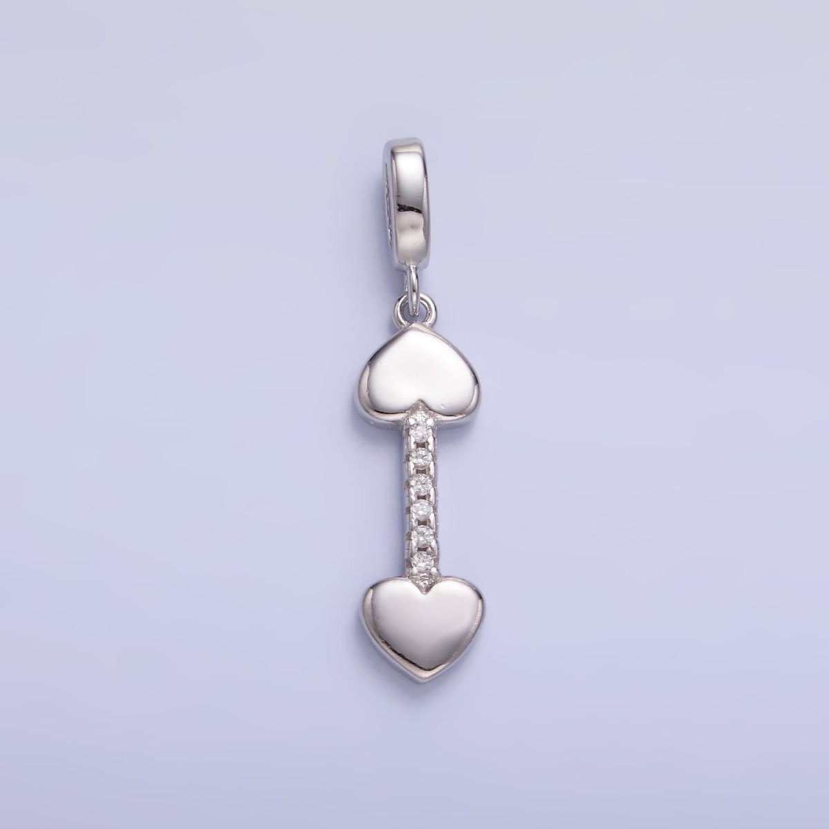 S925 Sterling Silver Micro Paved CZ Heart Arrow Pendant | SL-605