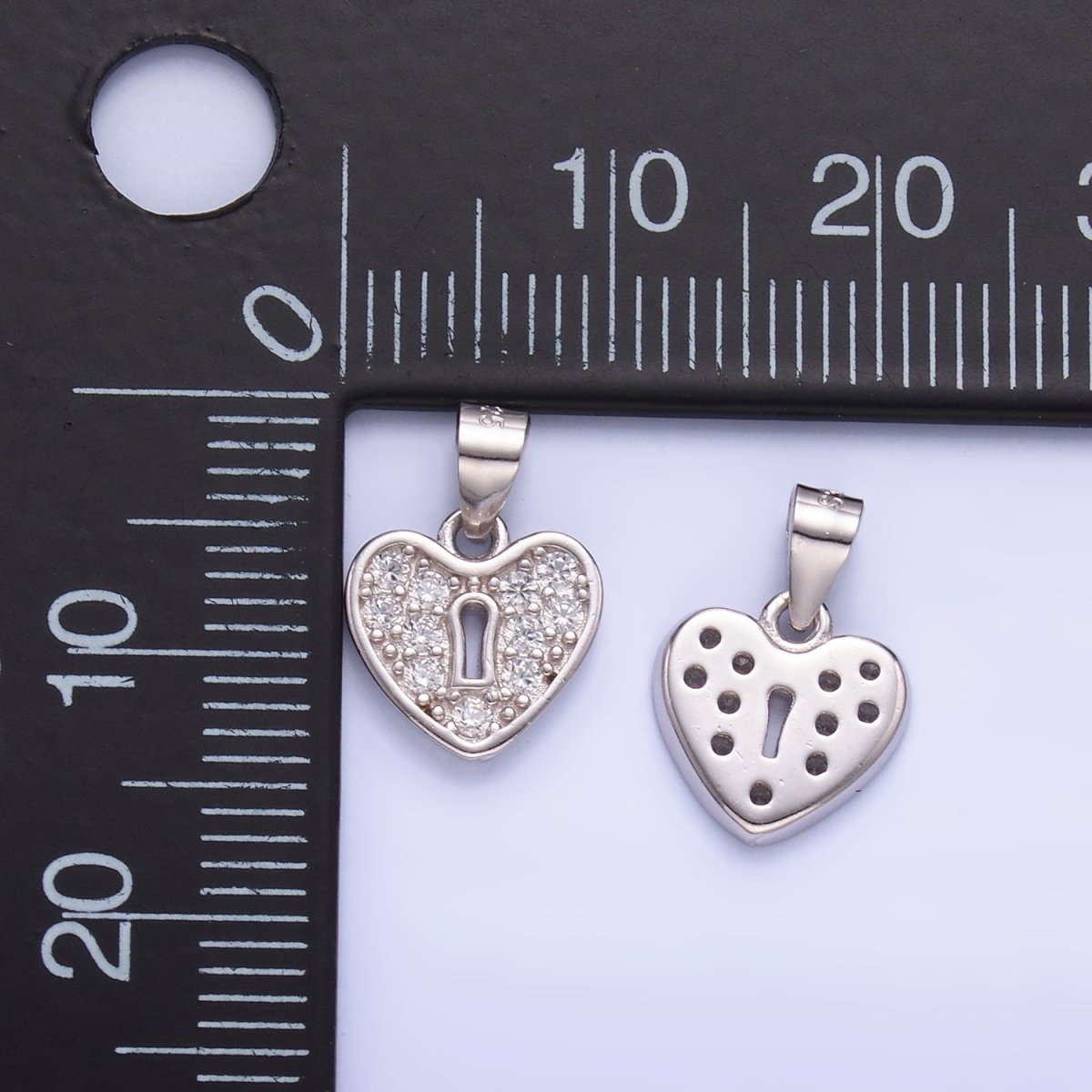 S925 Sterling Silver Micro Paved CZ Padlock Heart Pendant | SL-607