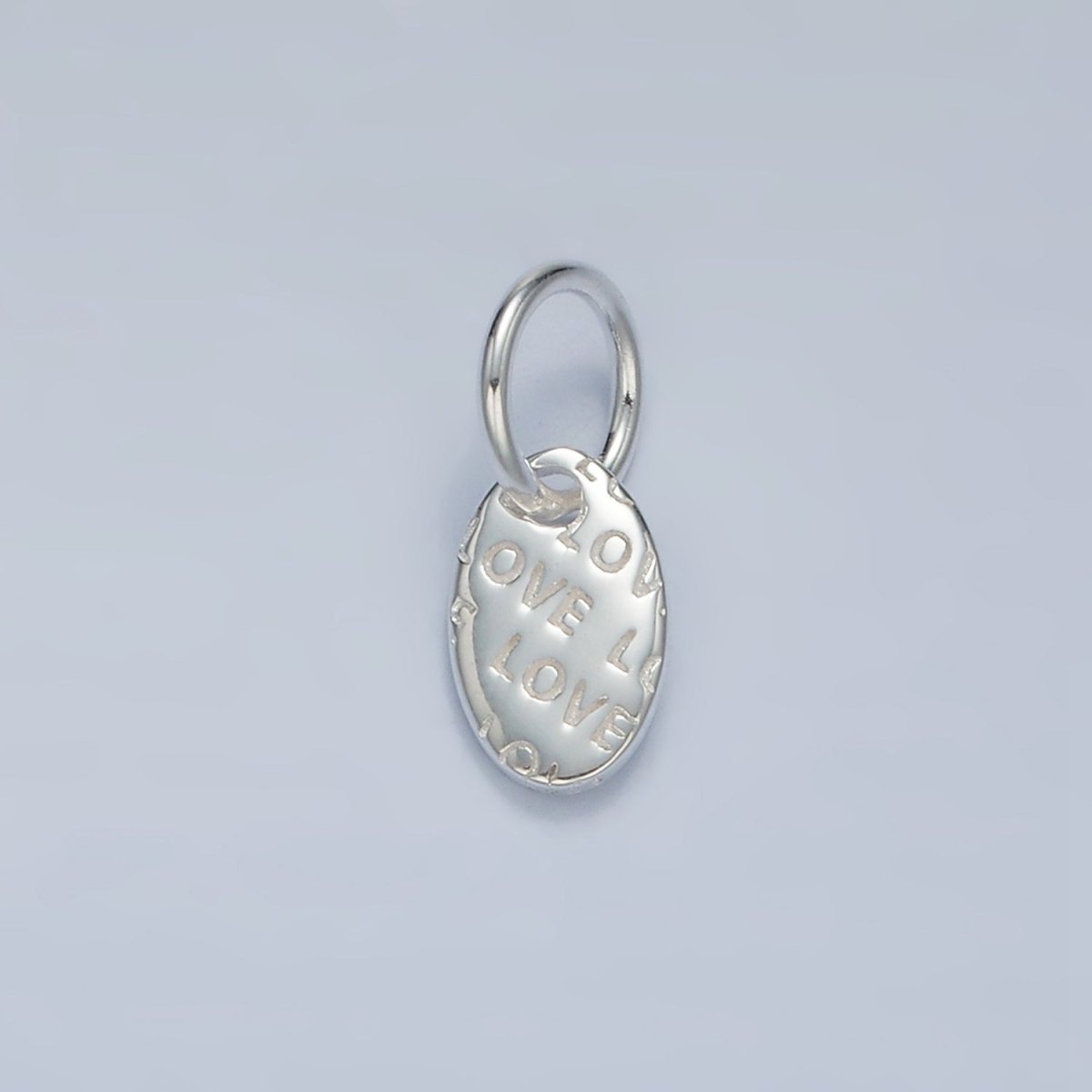 S925 Sterling Silver Mini "Love" Script Oval Tag Charm | SL-030