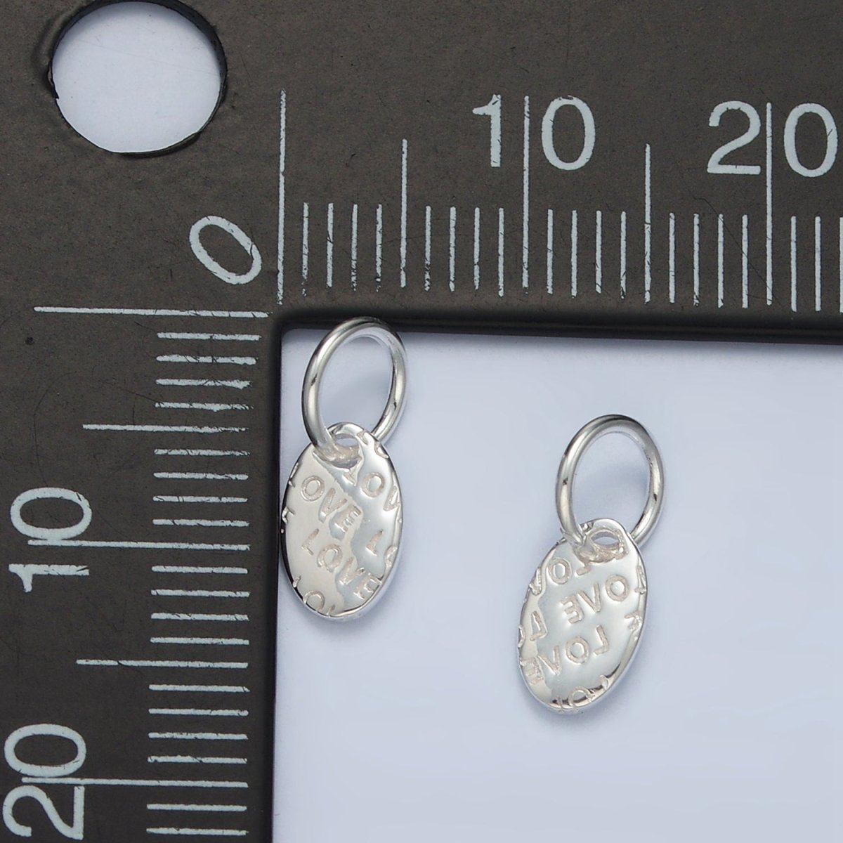 S925 Sterling Silver Mini "Love" Script Oval Tag Charm | SL-030