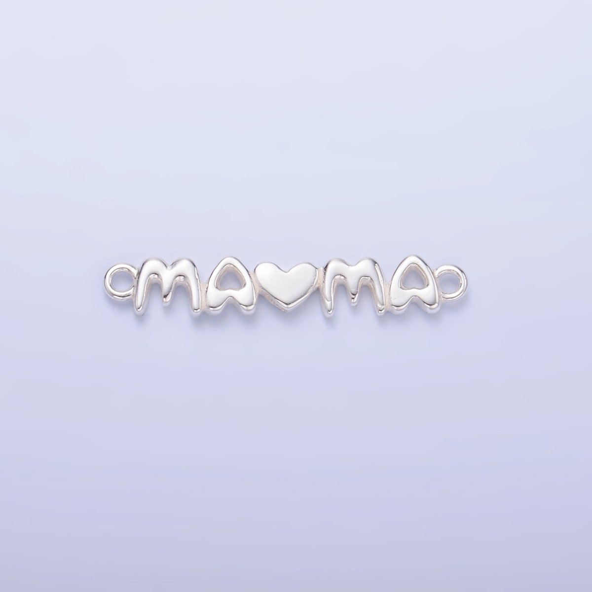 S925 Sterling Silver Mini "Mama" Heart Script Connector  | SL-635