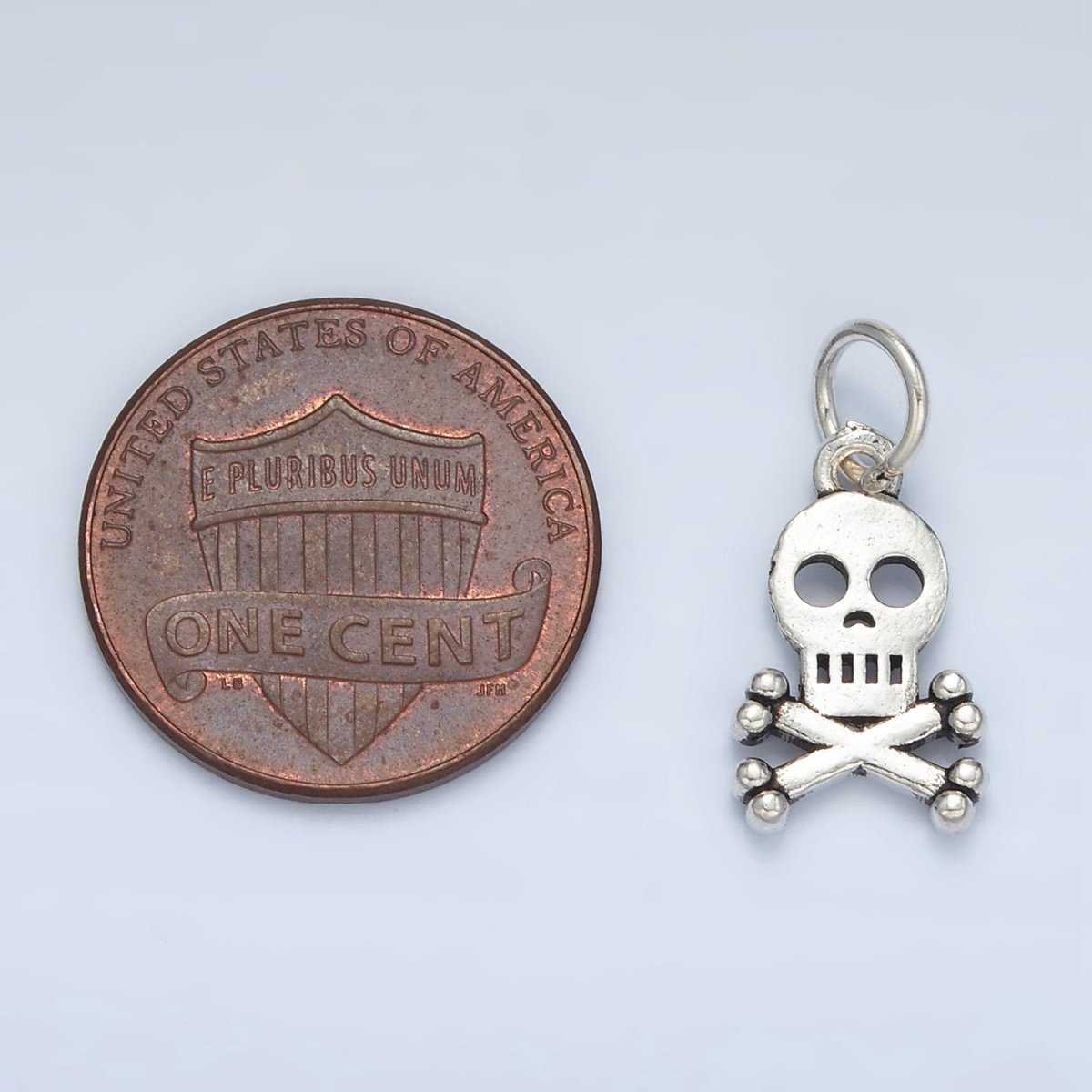 S925 Sterling Silver Skull Skeleton Oxidized Silver Charm | SL-503