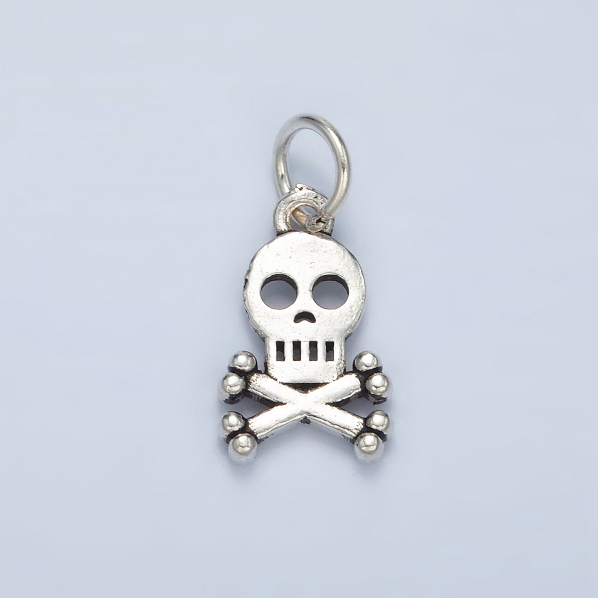 S925 Sterling Silver Skull Skeleton Oxidized Silver Charm | SL-503