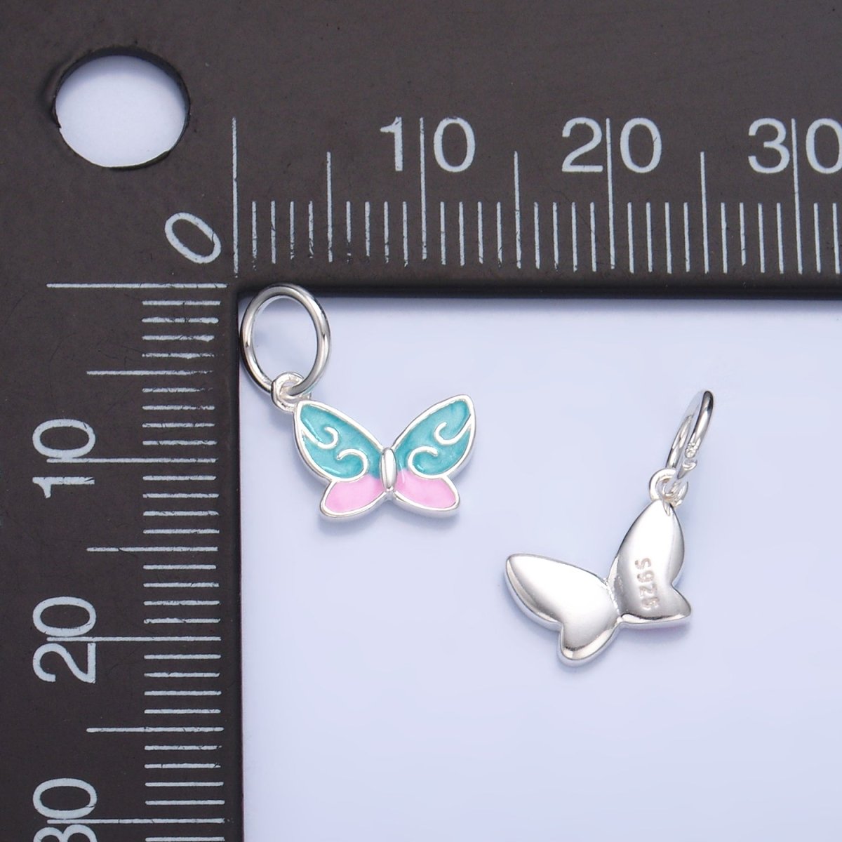 S925 Sterling Silver Multicolor Enamel Butterfly Charm | SL-527