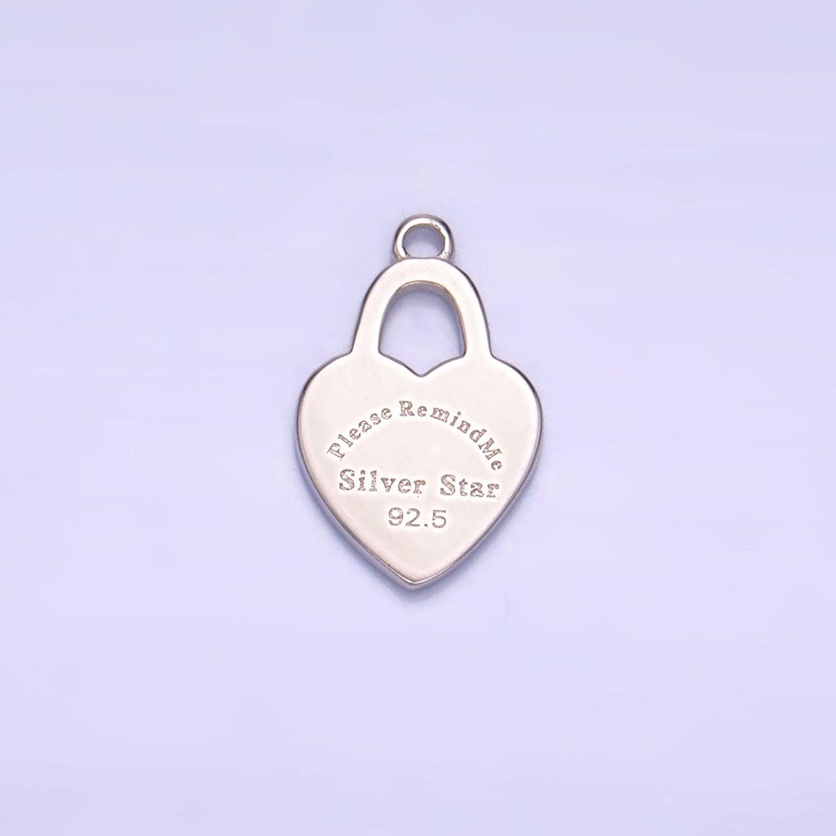 S925 Sterling Silver "Please Remind Me" Script Heart Padlock Charm | SL-578