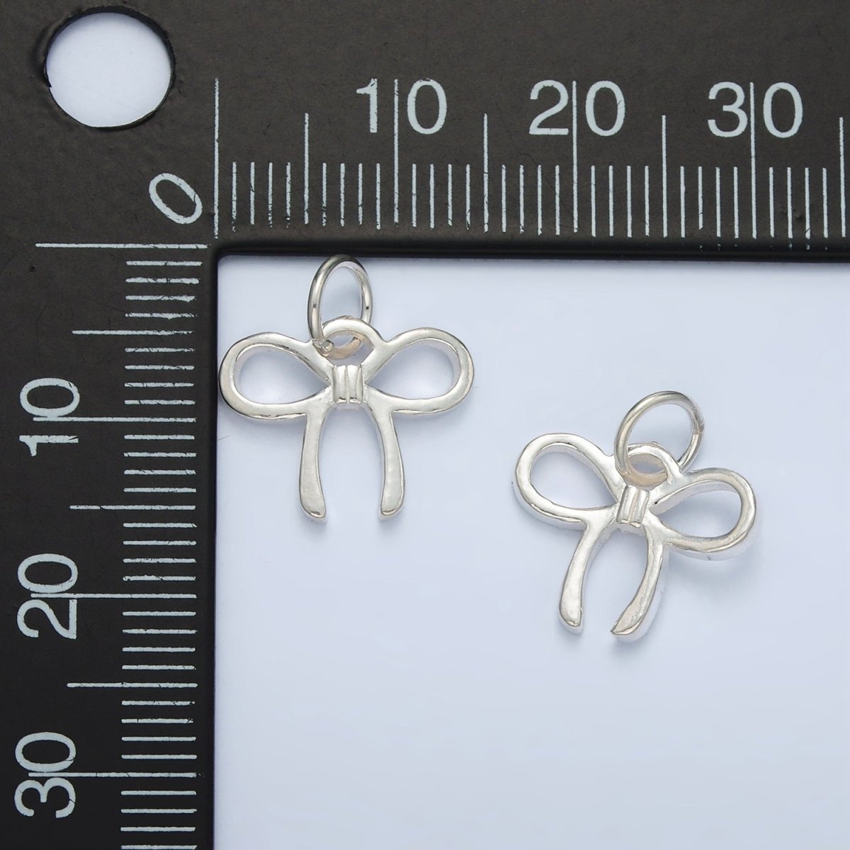 S925 Sterling Silver Ribbon Bow Minimalist Mini Charm | SL-501