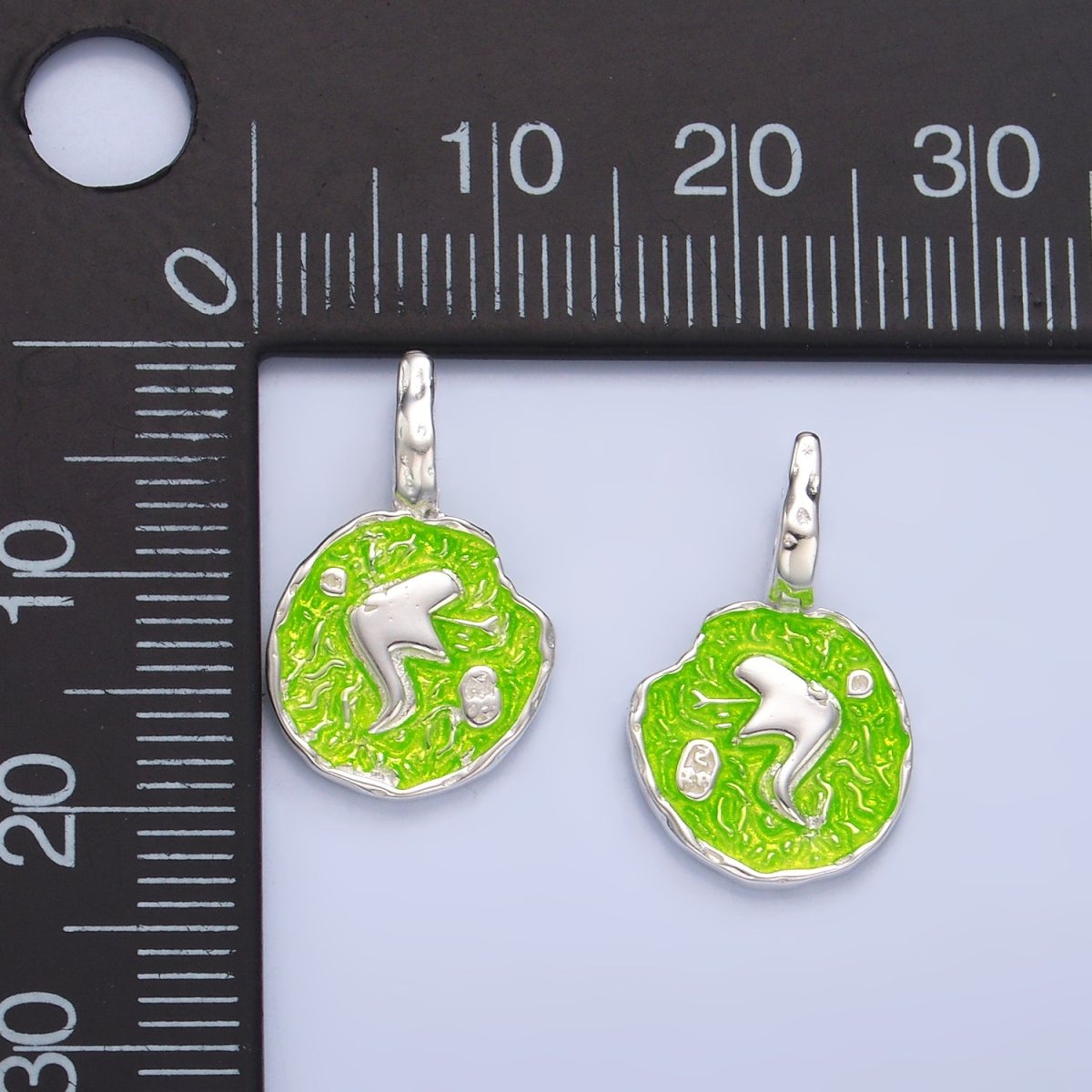 S925 Sterling Silver Snake Serpent Green Enamel Hammered Pendant | SL-517