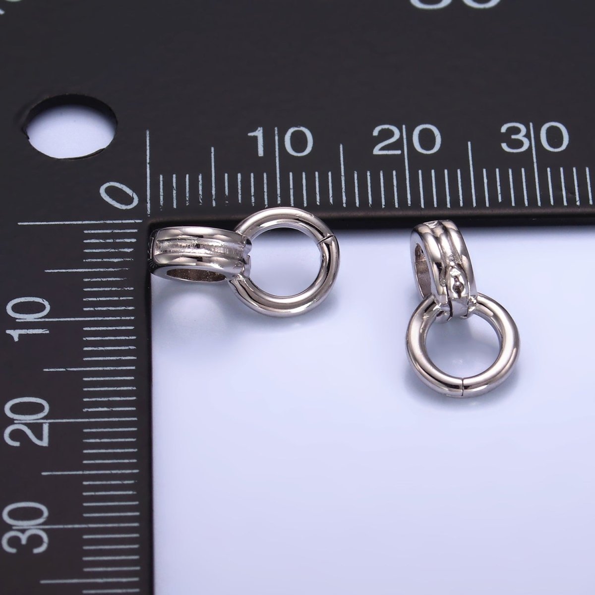 S925 Sterling Silver Triple Ribbed Circular 8 Geometric Enhancers Finding | SL-690