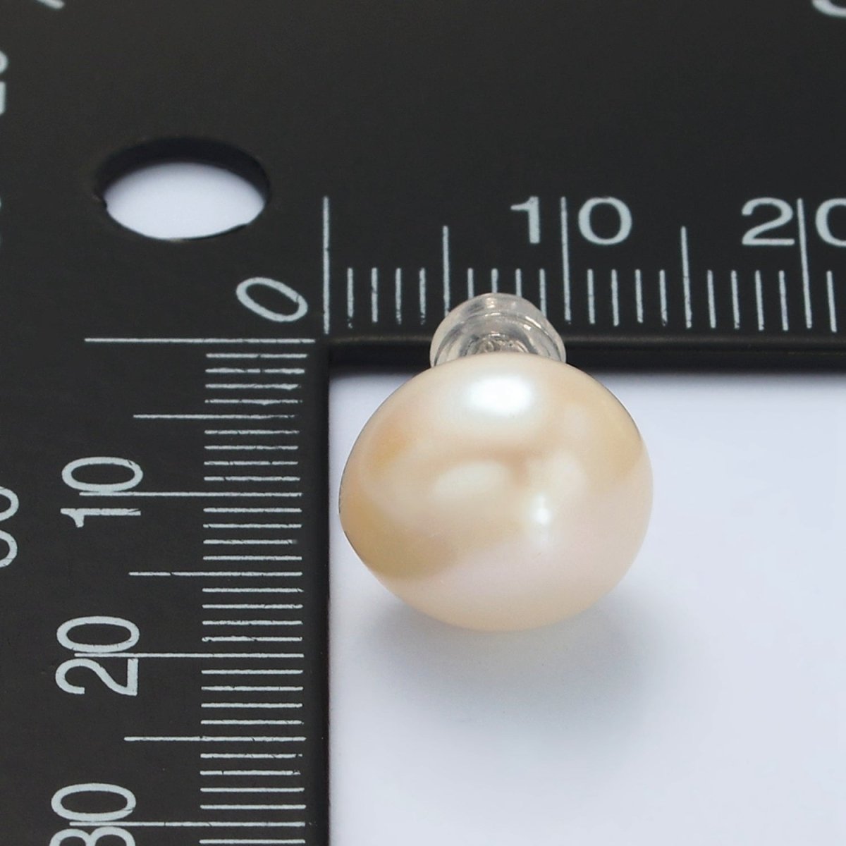 Silver Potato Freshwater Pearl Stud Earrings Minimalist Wedding Jewelry | Q117