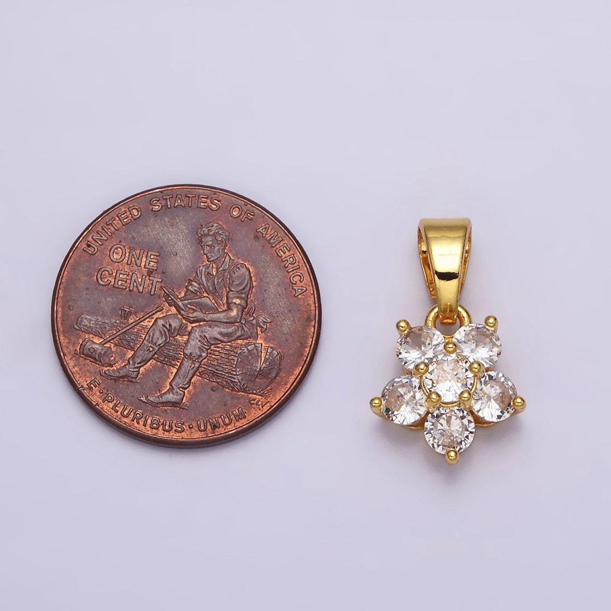 Small 24K Gold Filled Flower Charm Pave CZ Cubic Zirconia Charm for Bracelet Necklace Earring Charm Supply AA-457