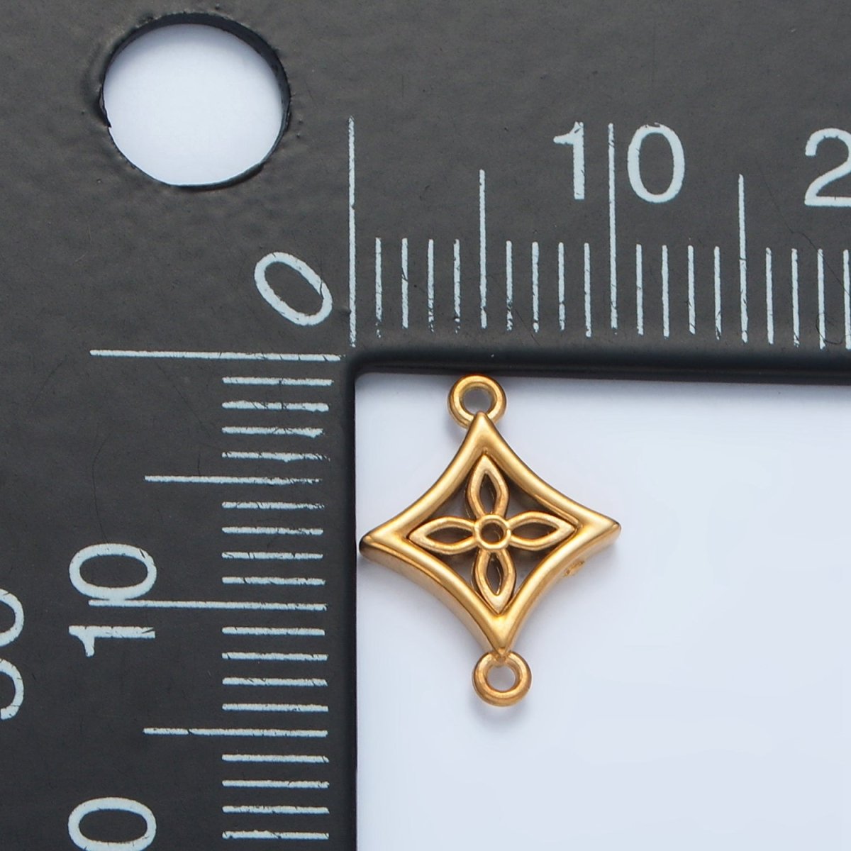 Stainless Steel 10mm Open Celestial North Star Curved Rhombus Connector | F183