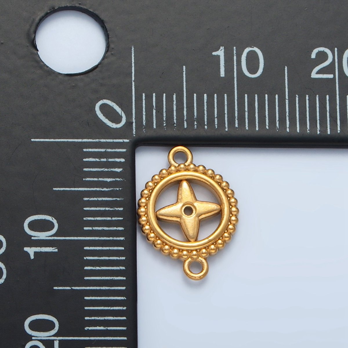 Stainless Steel 10mm Open Celestial Star Dotted Outline Round Connector | F209
