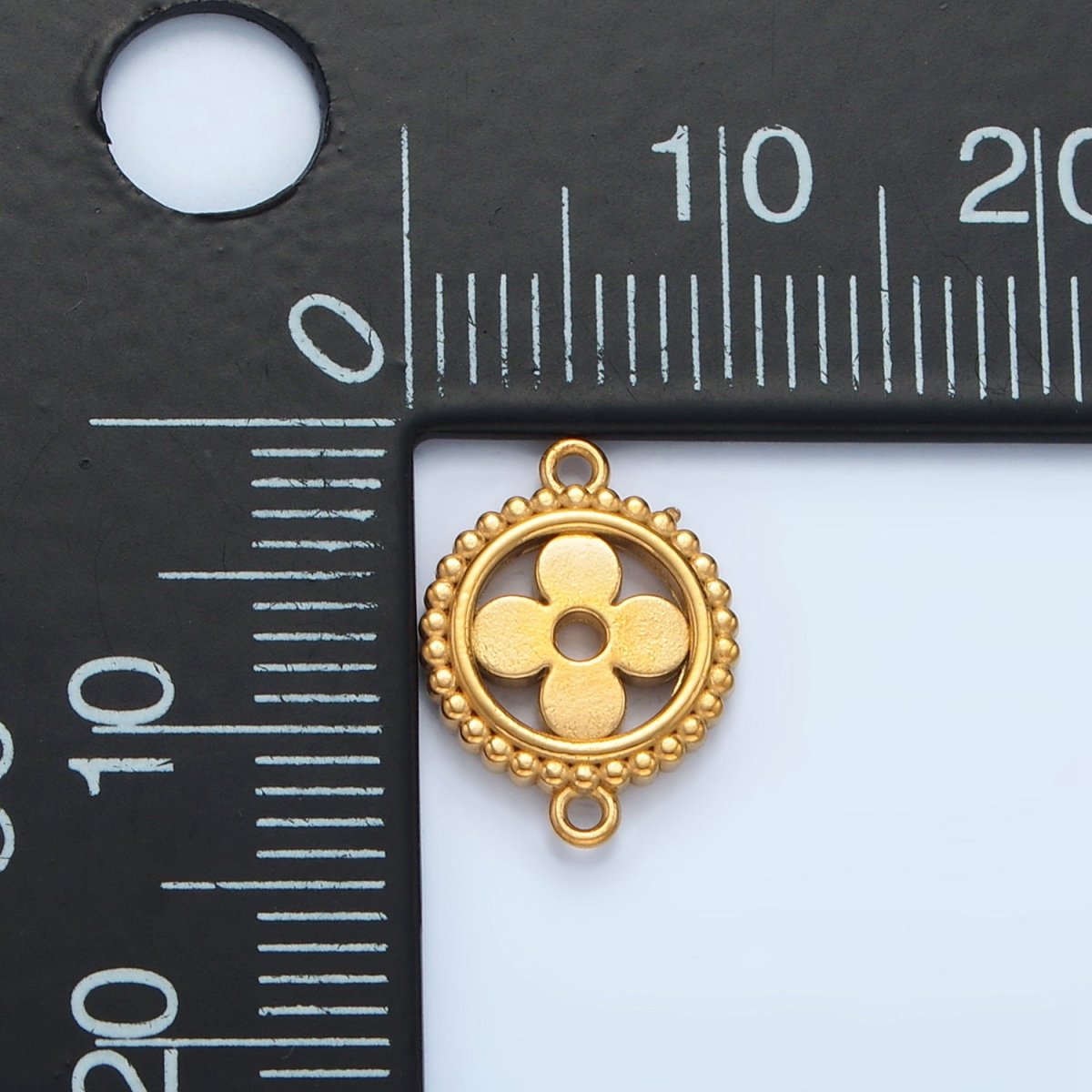 Stainless Steel 10mm Open Clover Leaf Dotted Outline Round Connector | F225