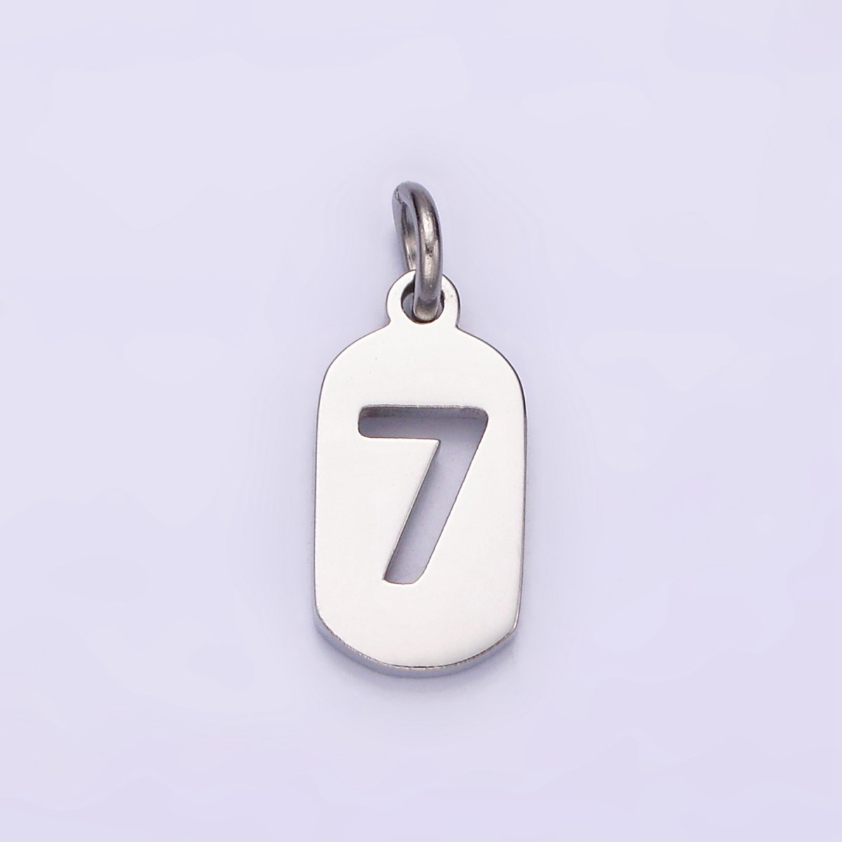 Stainless Steel 13.5mm Number 0-9 Open Script Mini Tag Add-On Silver Charm  P-601-P-610