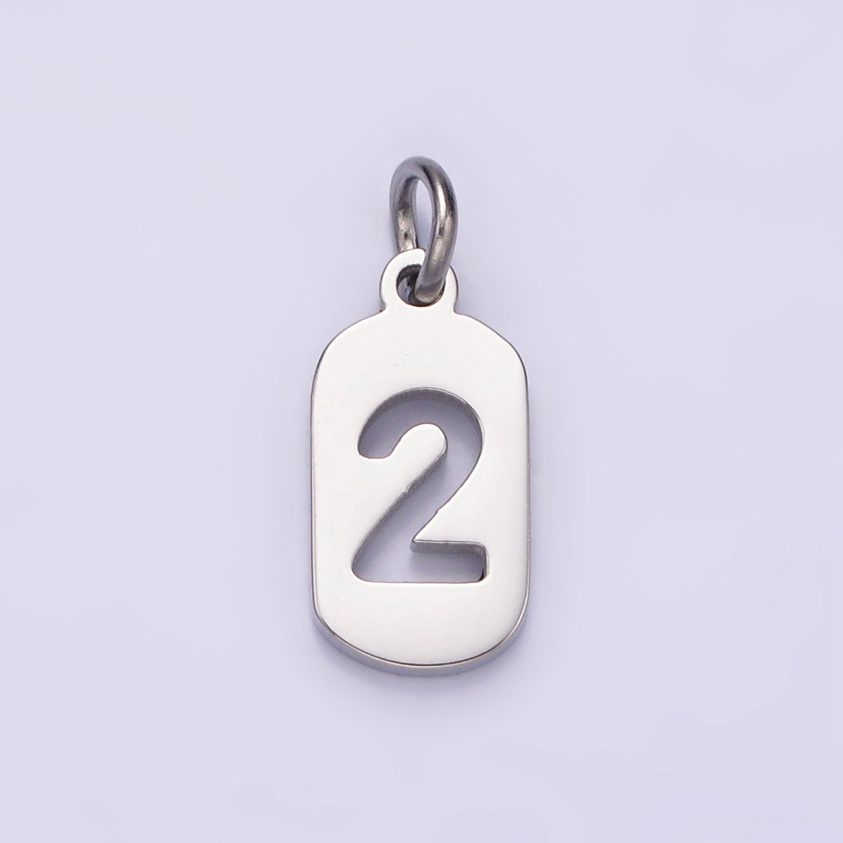 Stainless Steel 13.5mm Number 0-9 Open Script Mini Tag Add-On Silver Charm  P-601-P-610