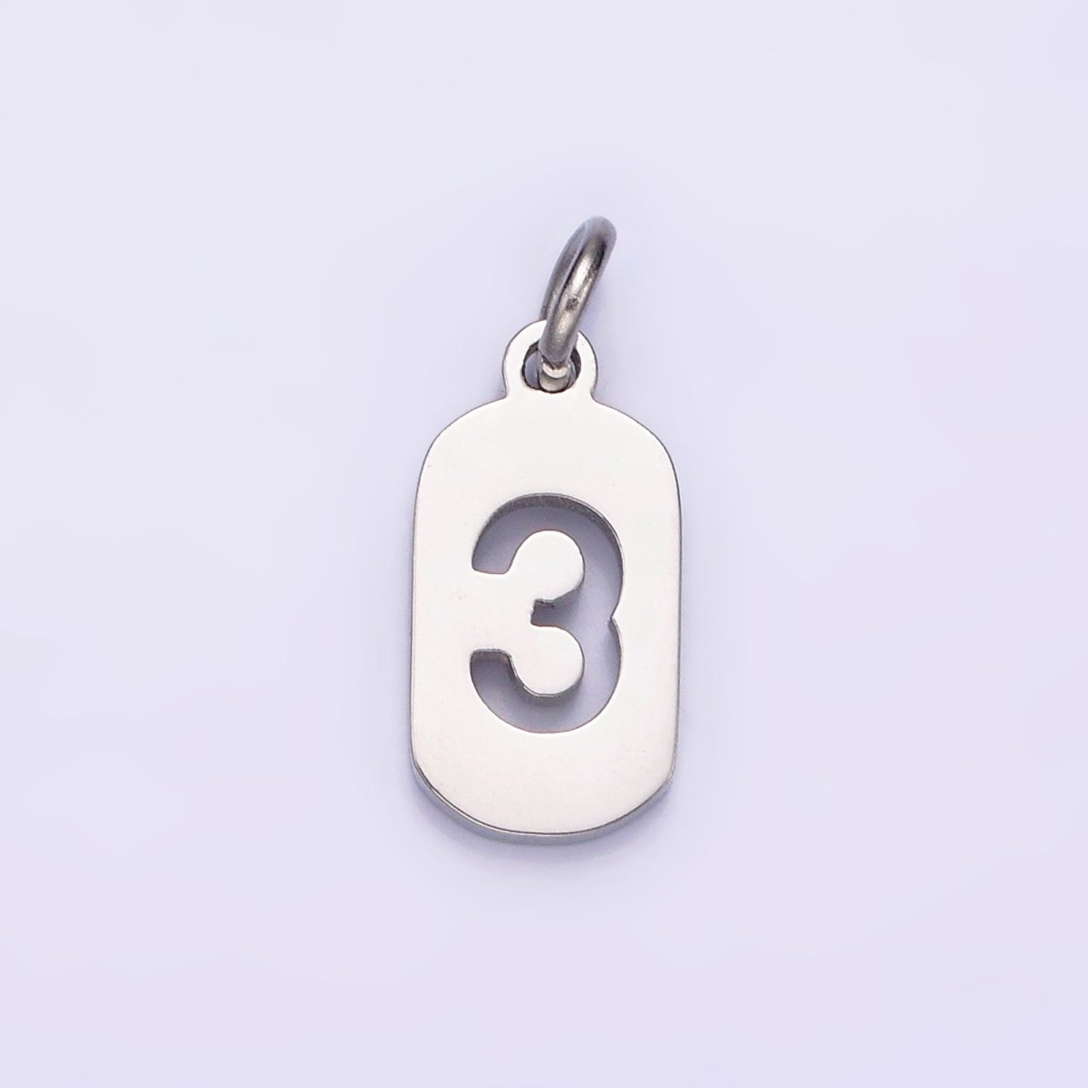 Stainless Steel 13.5mm Number 0-9 Open Script Mini Tag Add-On Silver Charm  P-601-P-610