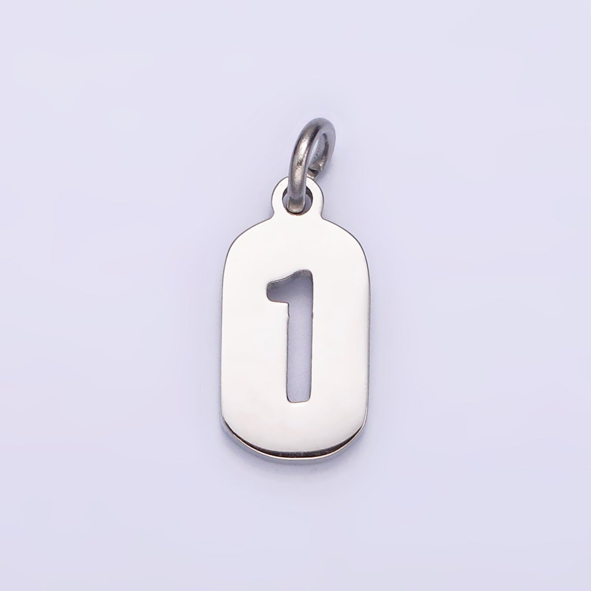 Stainless Steel 13.5mm Number 0-9 Open Script Mini Tag Add-On Silver Charm  P-601-P-610