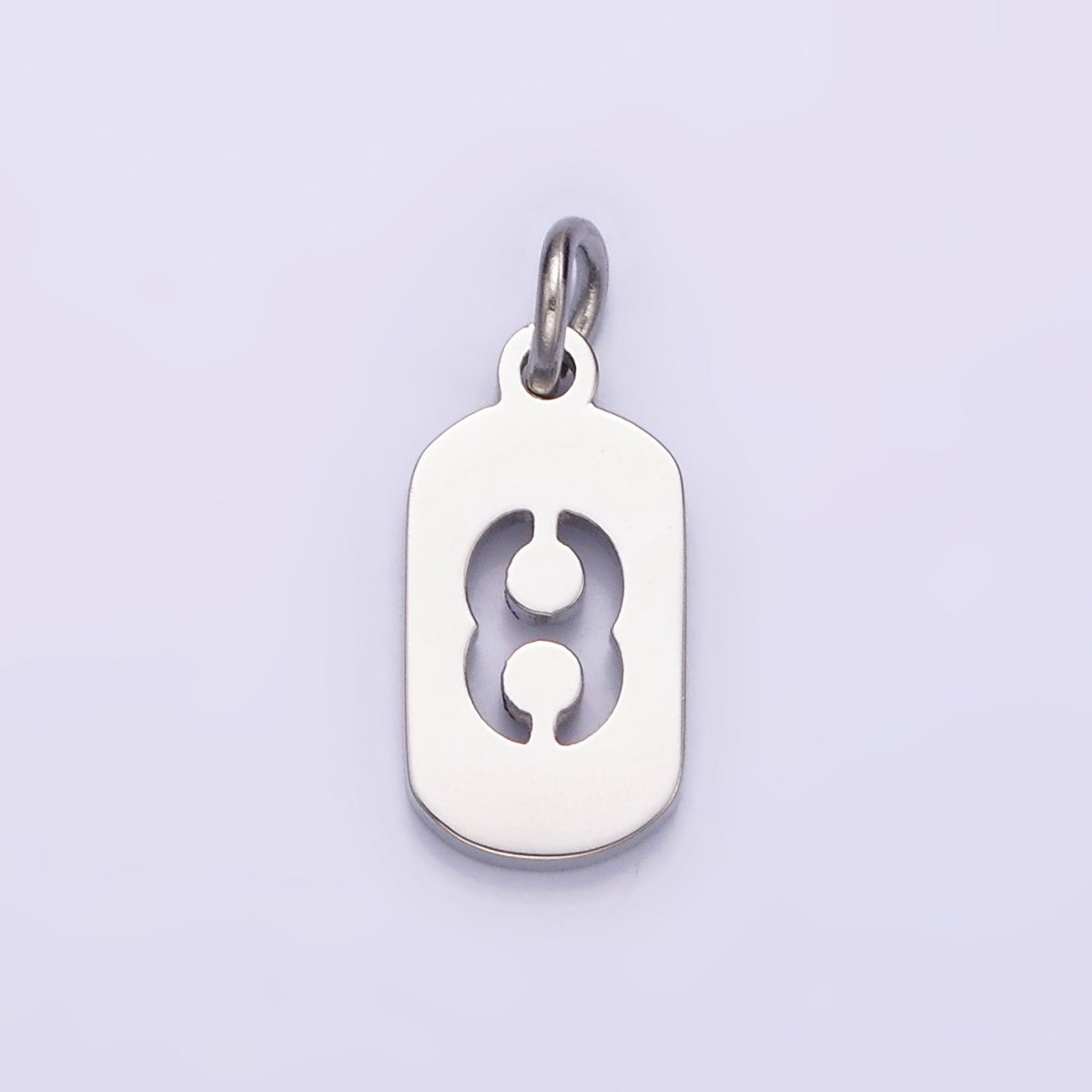 Stainless Steel 13.5mm Number 0-9 Open Script Mini Tag Add-On Silver Charm  P-601-P-610