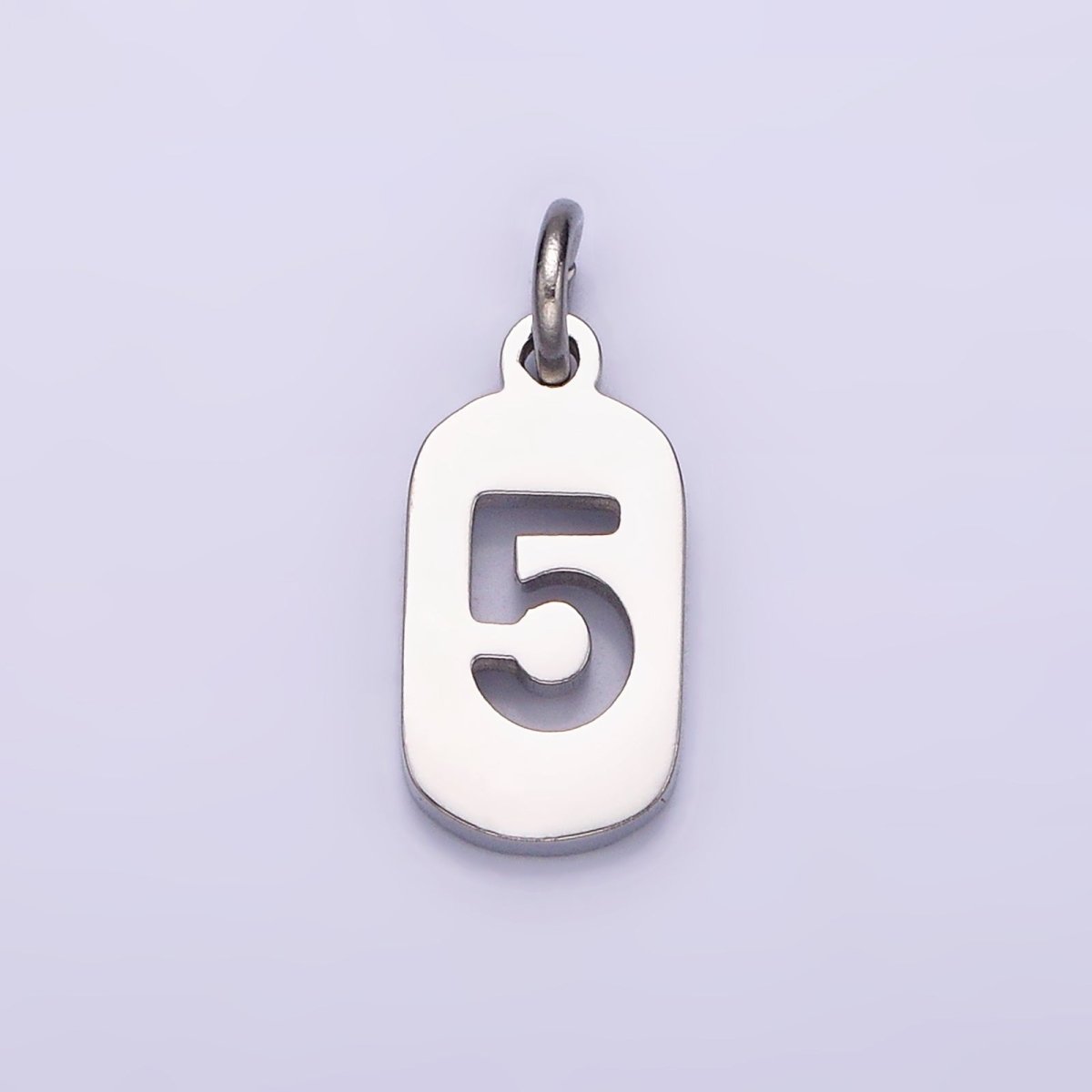 Stainless Steel 13.5mm Number 0-9 Open Script Mini Tag Add-On Silver Charm  P-601-P-610