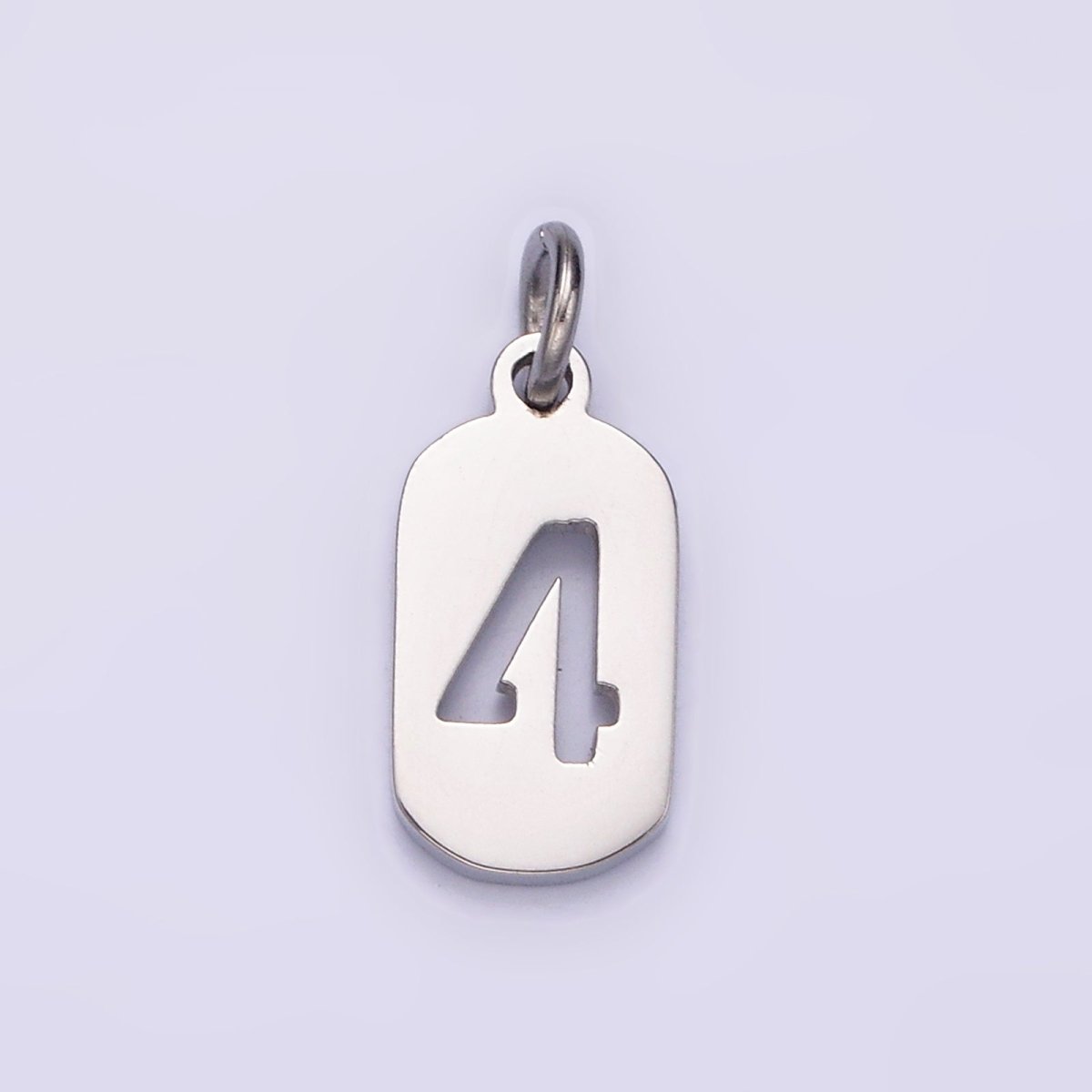 Stainless Steel 13.5mm Number 0-9 Open Script Mini Tag Add-On Silver Charm  P-601-P-610