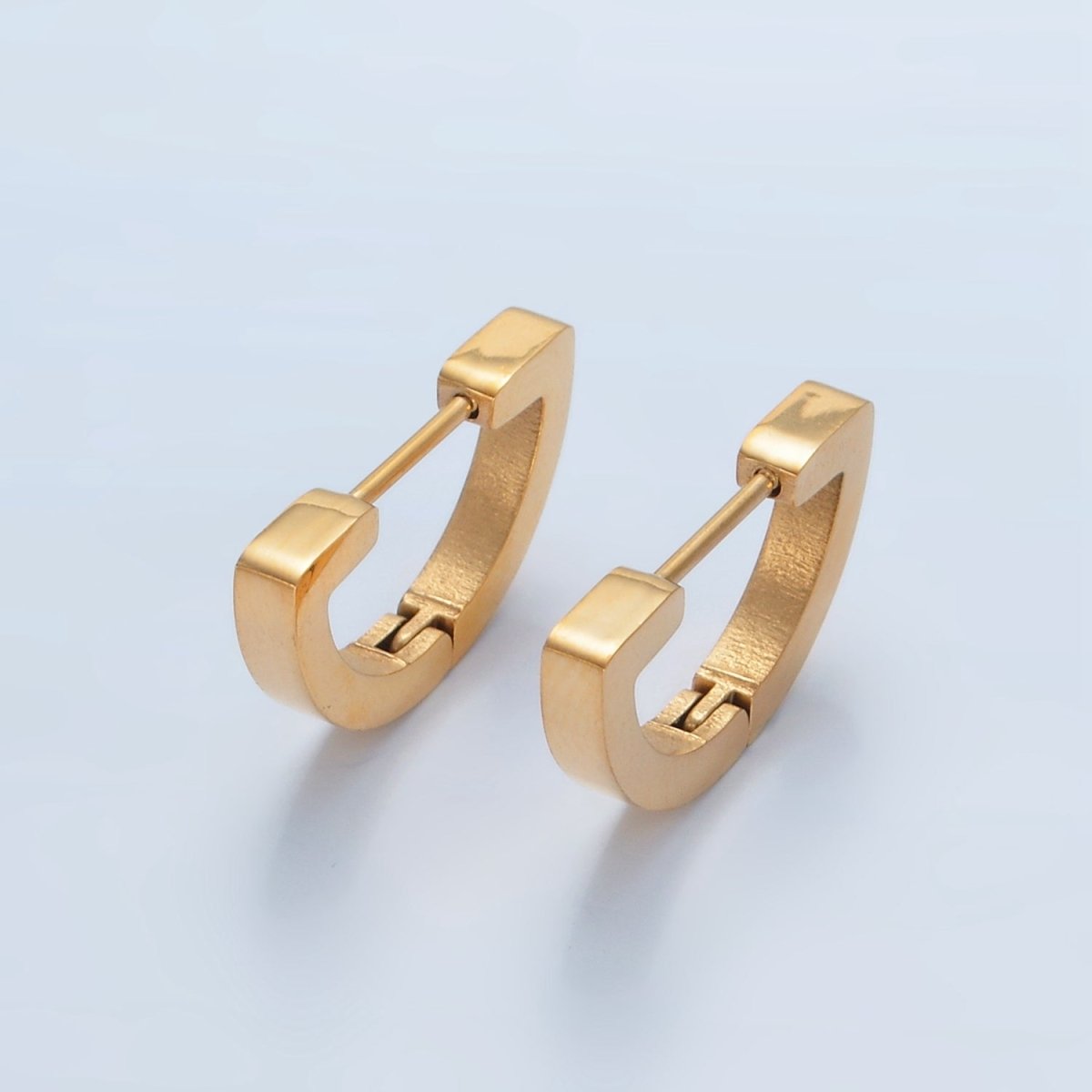 Stainless Steel 14mm D-Shaped Minimalist Cartilage Huggie Earrings | P106