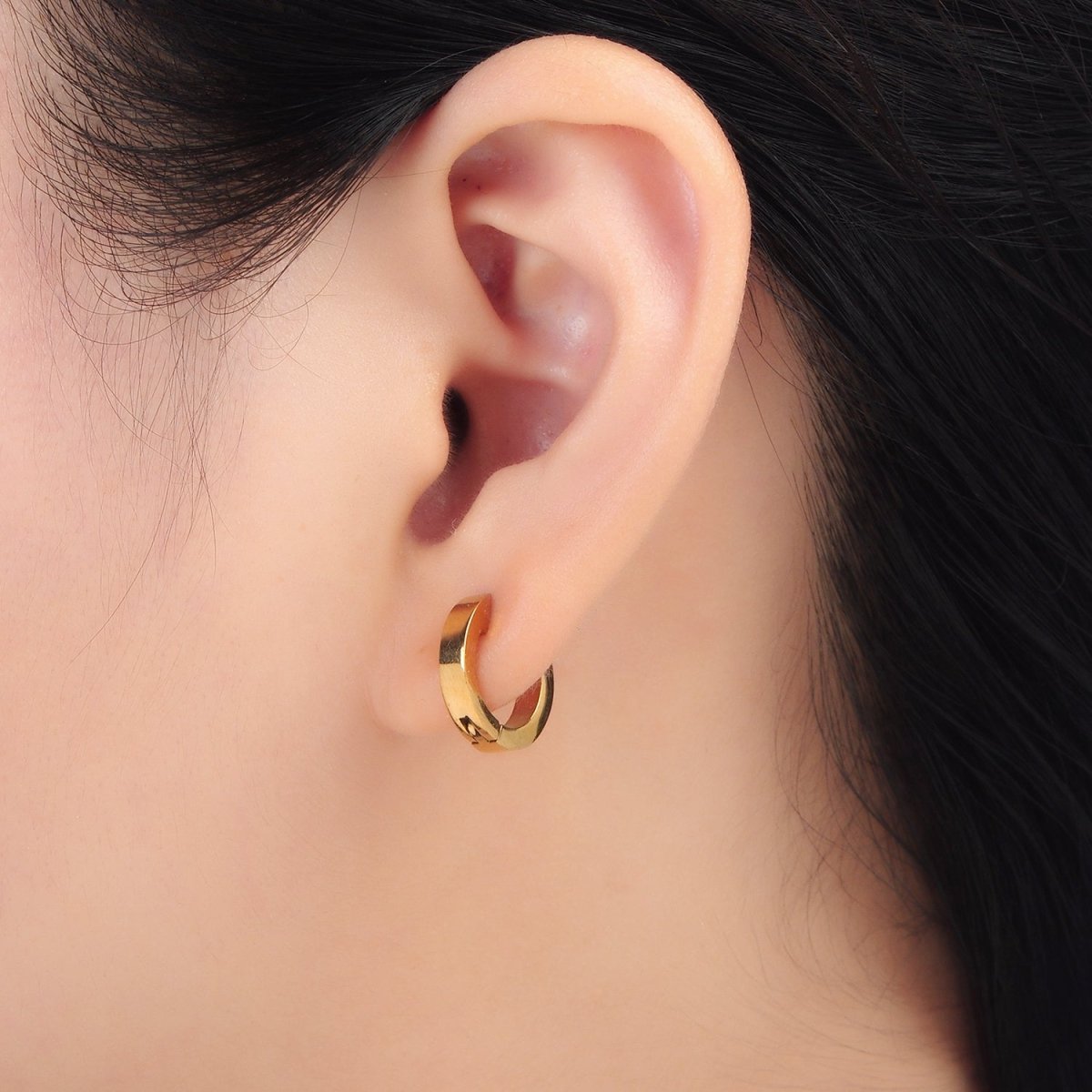 Stainless Steel 14mm Minimalist Cartilage Huggie Earrings | P083